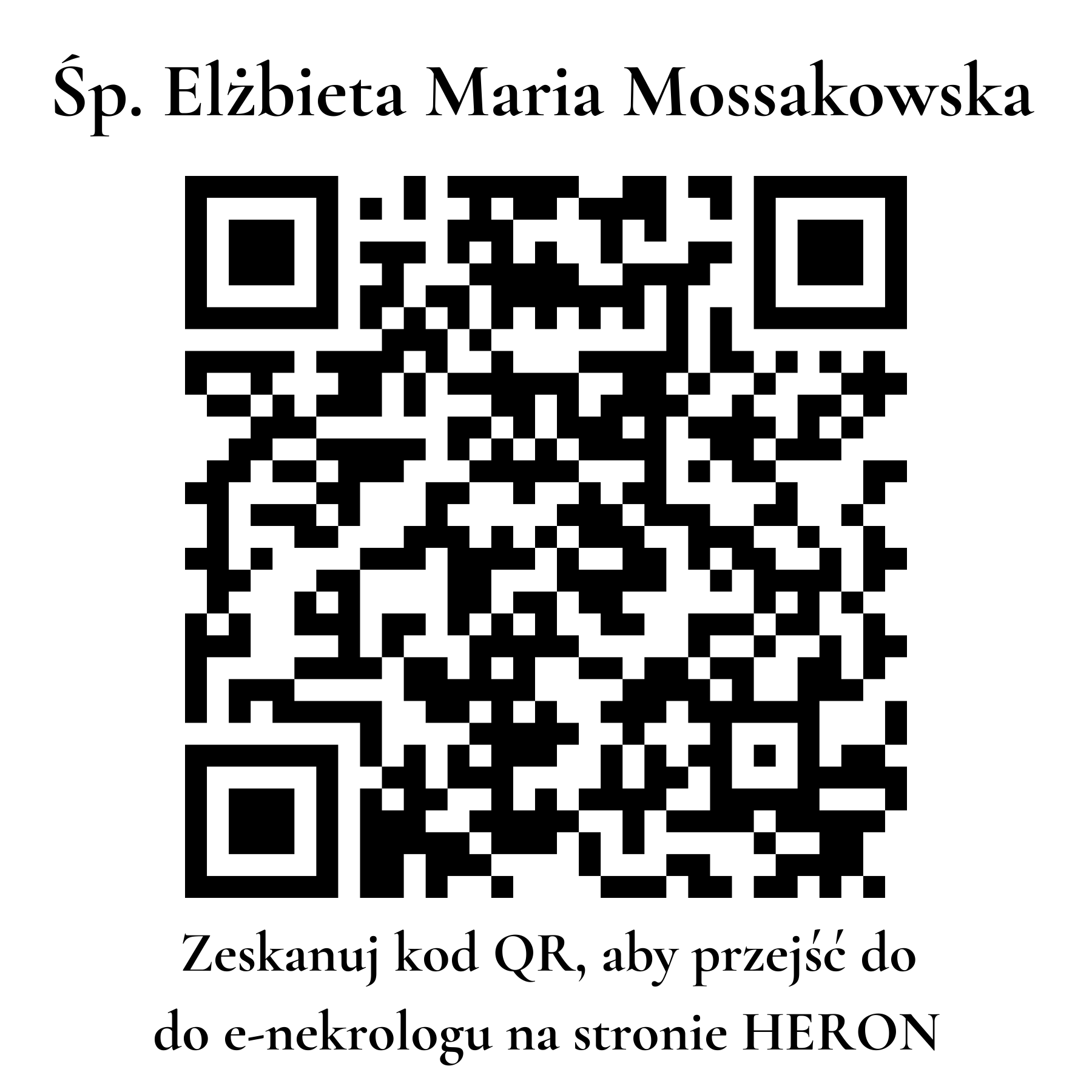 Kod QR do nekrologu Elżbieta Maria Mossakowska Kod QR do nekrologu Elżbieta Maria Mossakowska