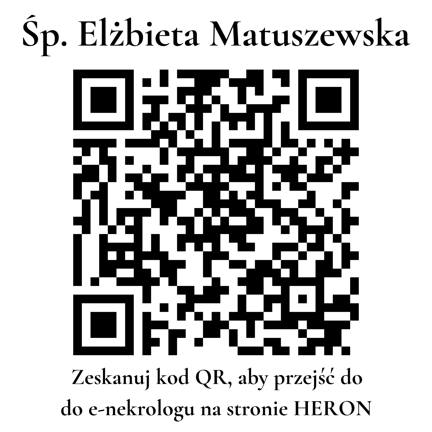 Kod QR do nekrologu Elżbieta Matuszewska Kod QR do nekrologu Elżbieta Matuszewska