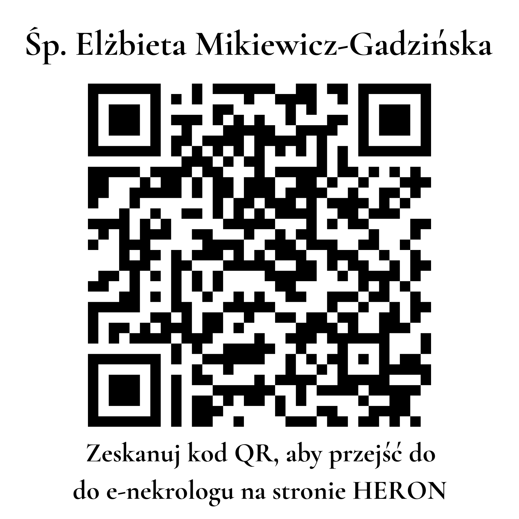 Kod QR do nekrologu Elżbieta Mikiewicz-Gadzińska