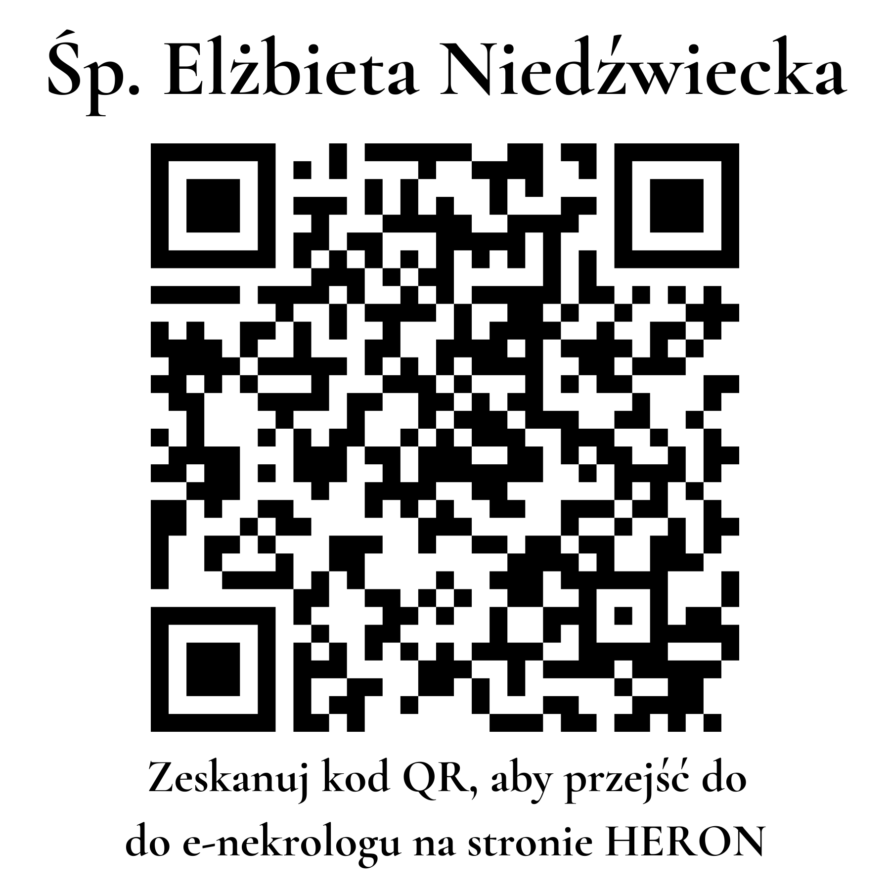 Kod QR do nekrologu Elżbieta Niedźwiecka