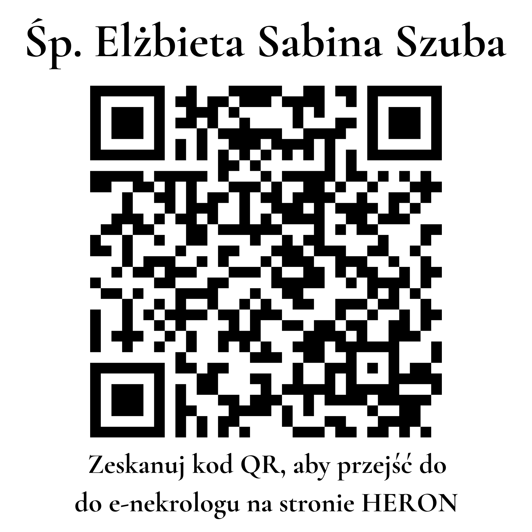 Kod QR do nekrologu Elżbieta Sabina Szuba Kod QR do nekrologu Elżbieta Sabina Szuba