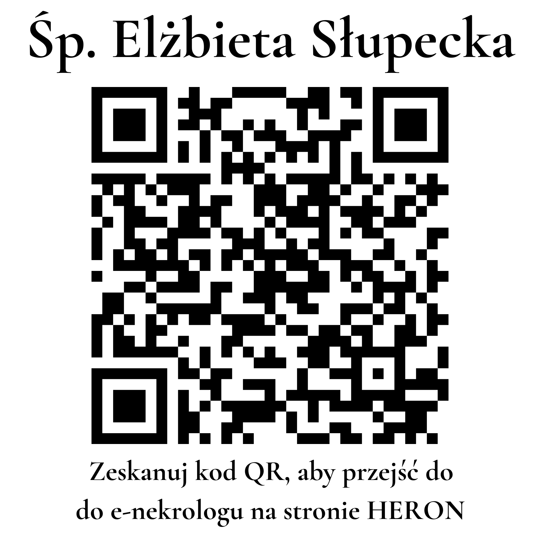 Kod QR do nekrologu Elżbieta Słupecka Kod QR do nekrologu Elżbieta Słupecka