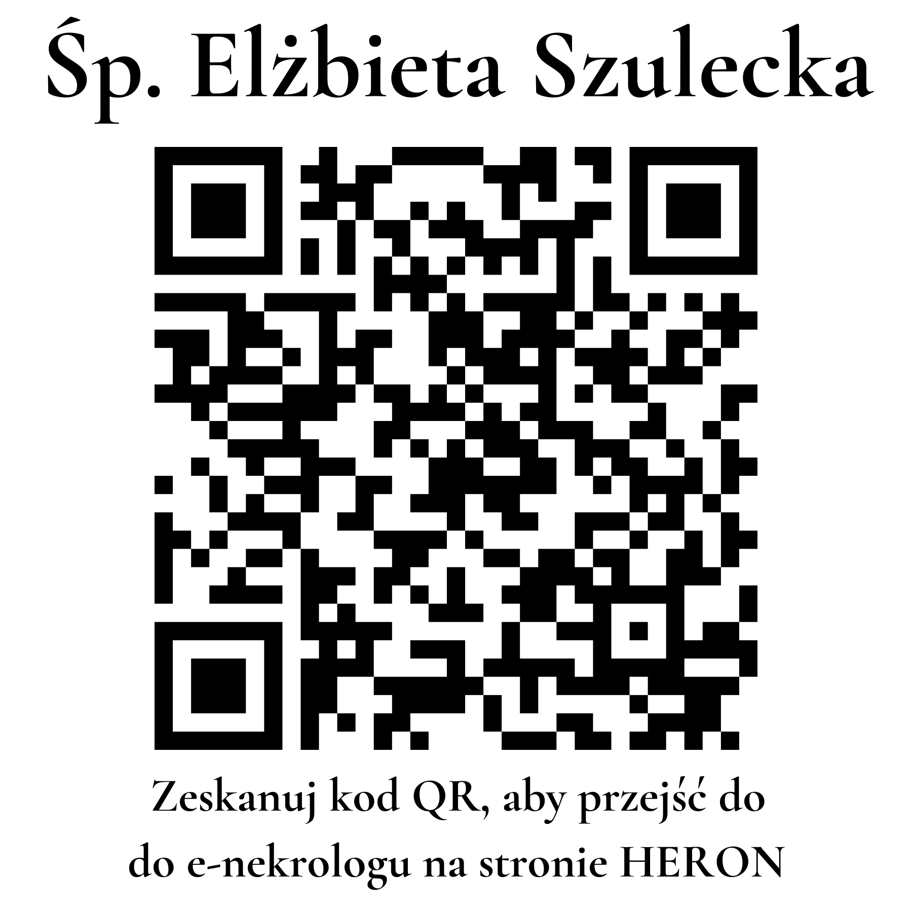 Kod QR do nekrologu Elżbieta Szulecka Kod QR do nekrologu Elżbieta Szulecka