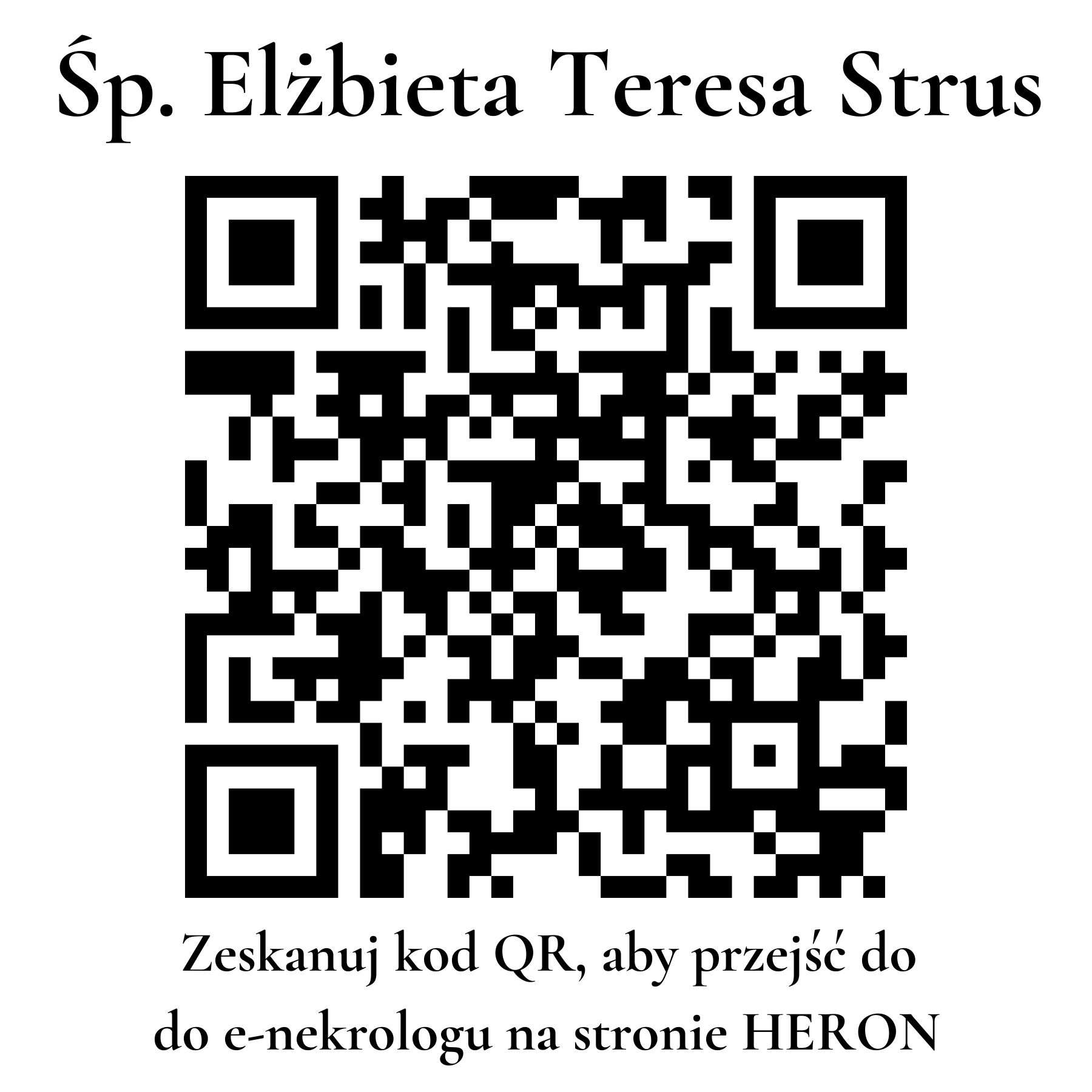 Kod QR do nekrologu Elżbieta Teresa Strus