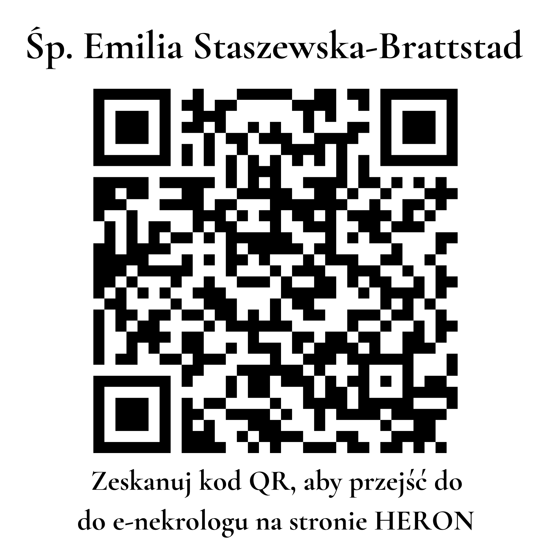Kod QR do nekrologu Emilia Staszewska-Brattstad