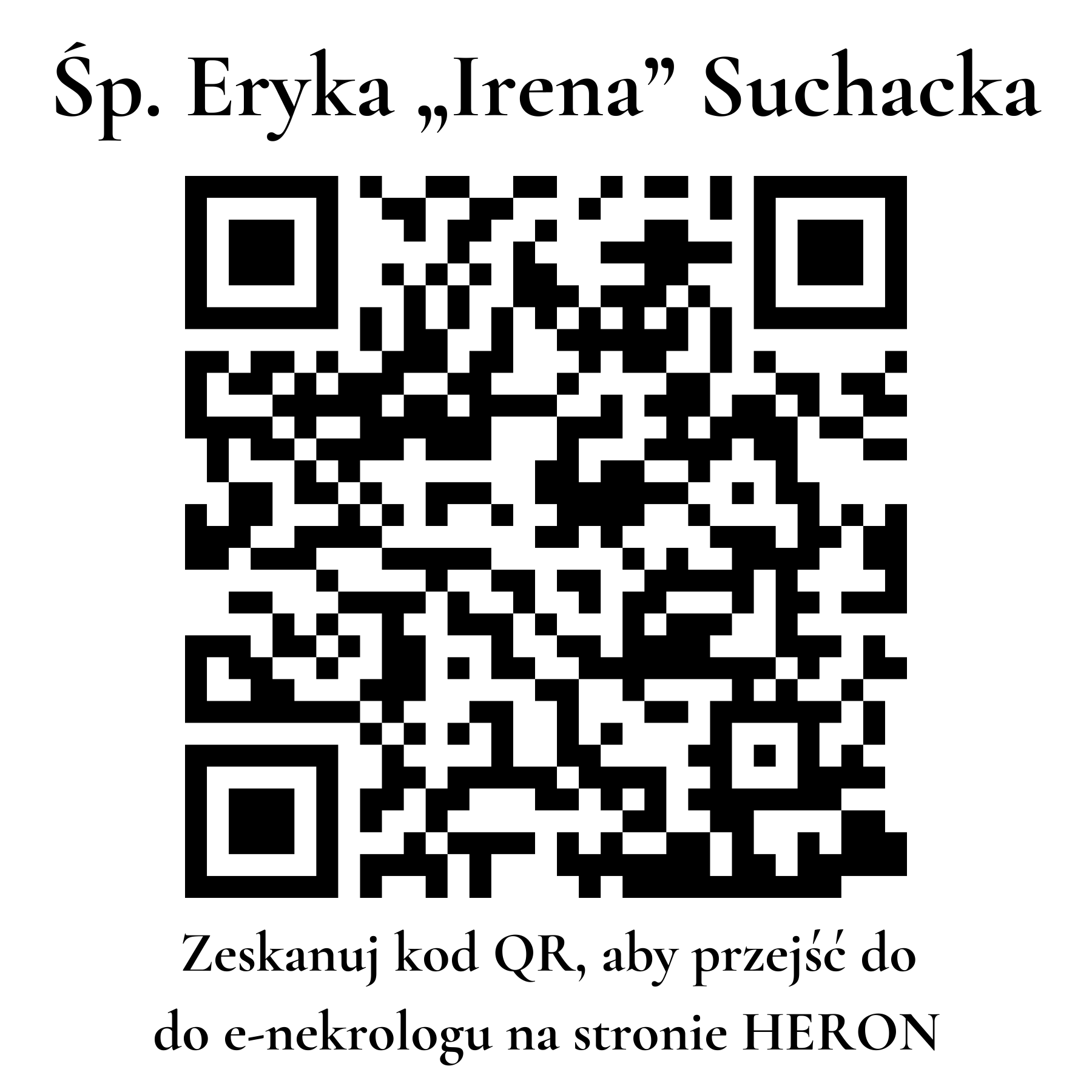 Kod QR do nekrologu Eryka „Irena” Suchacka Kod QR do nekrologu Eryka „Irena” Suchacka