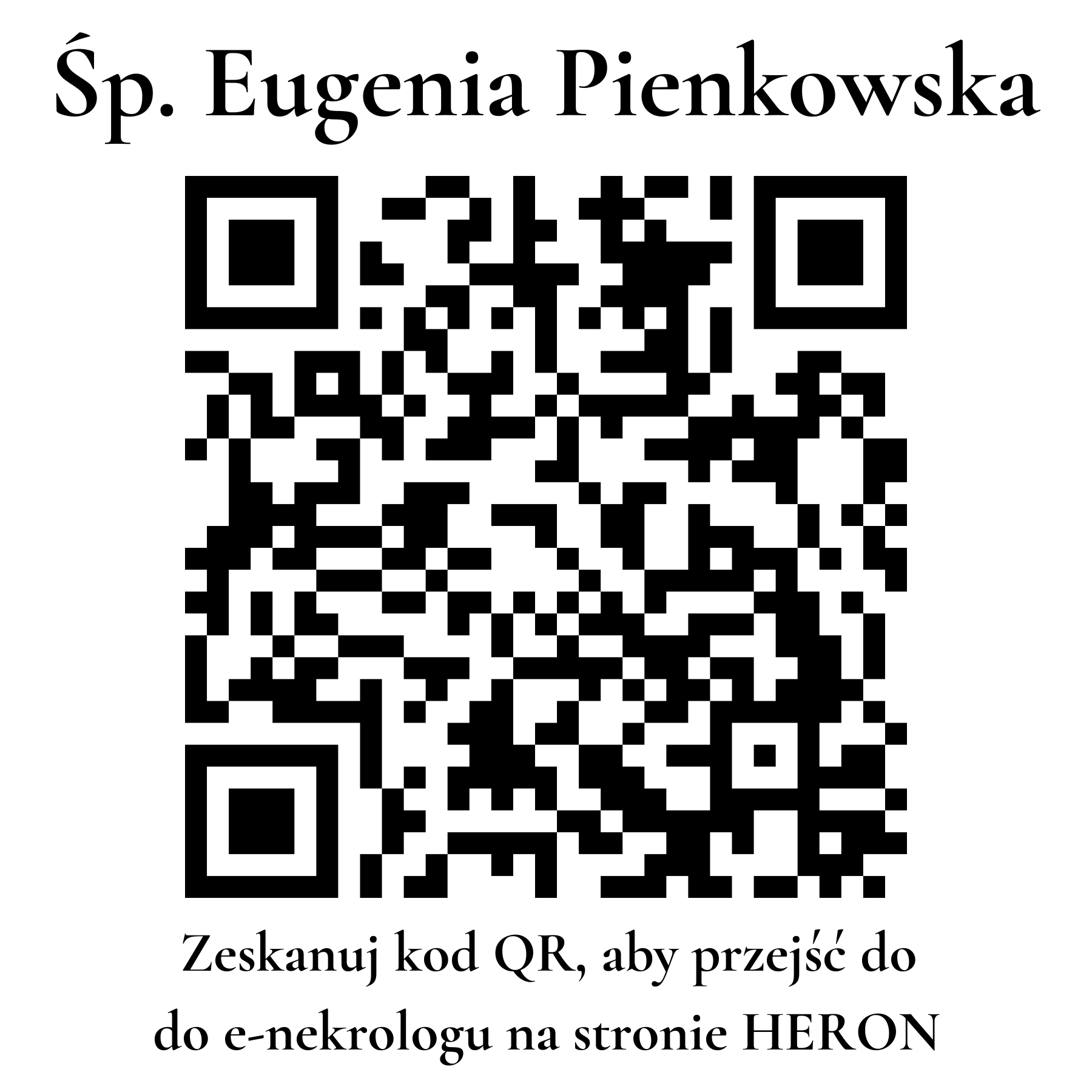 Kod QR do nekrologu Eugenia Pienkowska Kod QR do nekrologu Eugenia Pienkowska