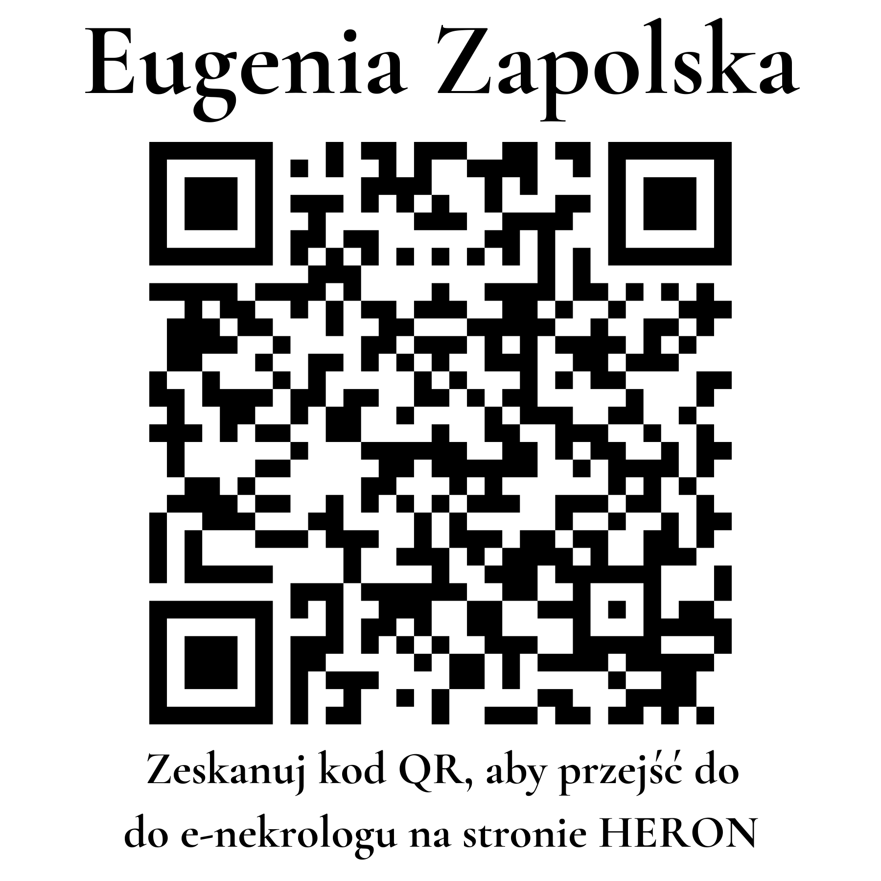 Kod QR do nekrologu Eugenia Zapolska Kod QR do nekrologu Eugenia Zapolska