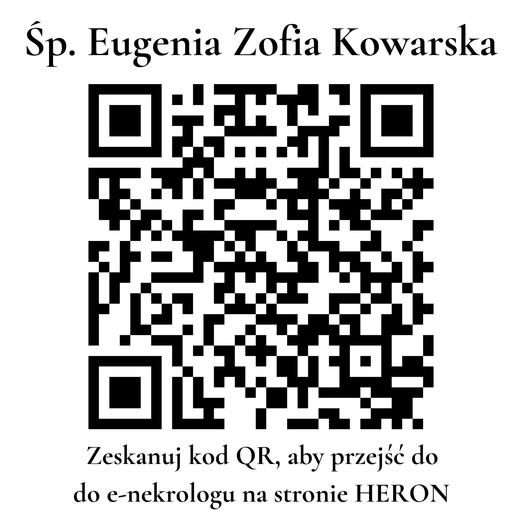 Kod QR do nekrologu Eugenia Zofia Kowarska Kod QR do nekrologu Eugenia Zofia Kowarska