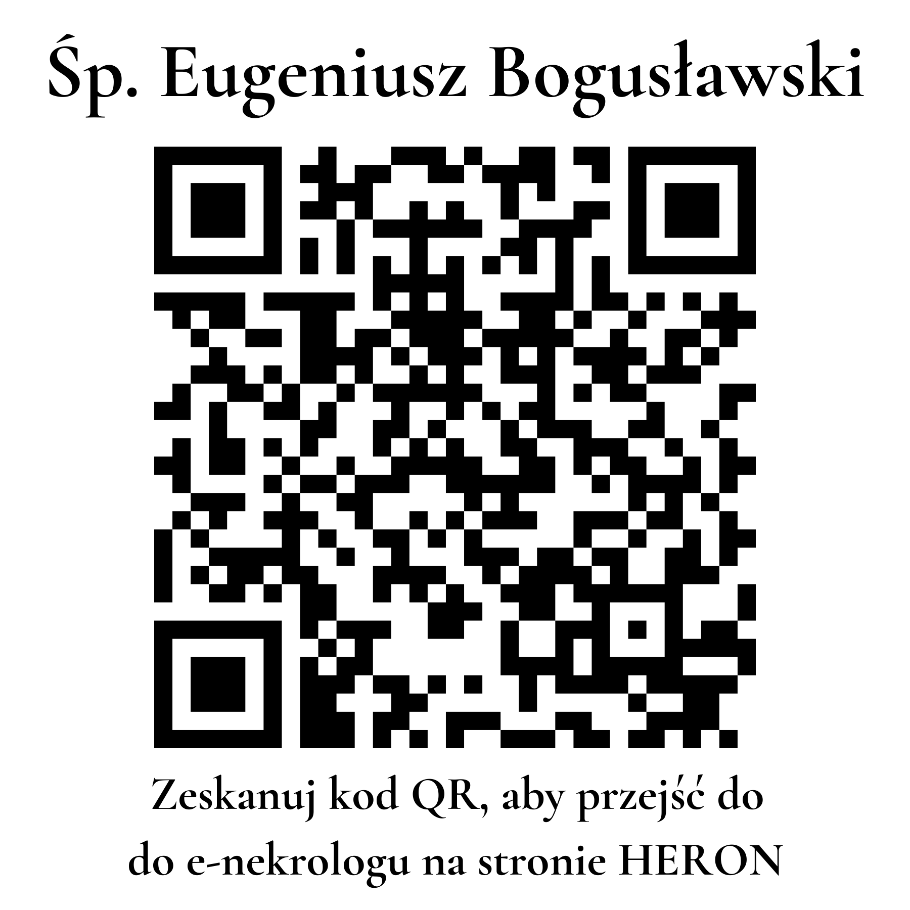Kod QR do nekrologu Eugeniusz Bogusławski Kod QR do nekrologu Eugeniusz Bogusławski