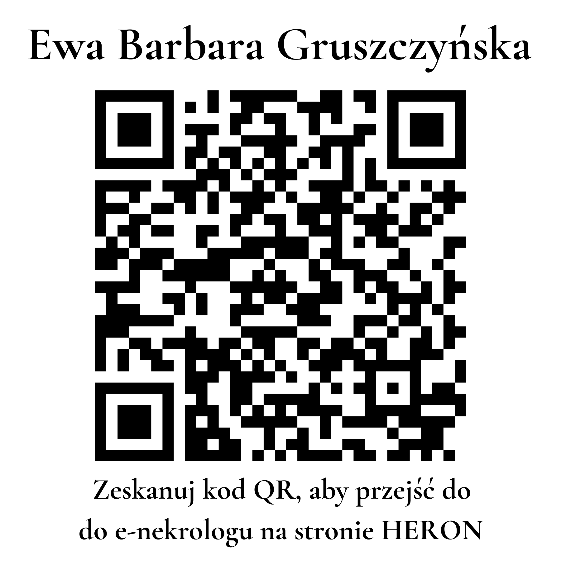Kod QR do nekrologu Ewa Barbara Gruszczyńska Kod QR do nekrologu Ewa Barbara Gruszczyńska