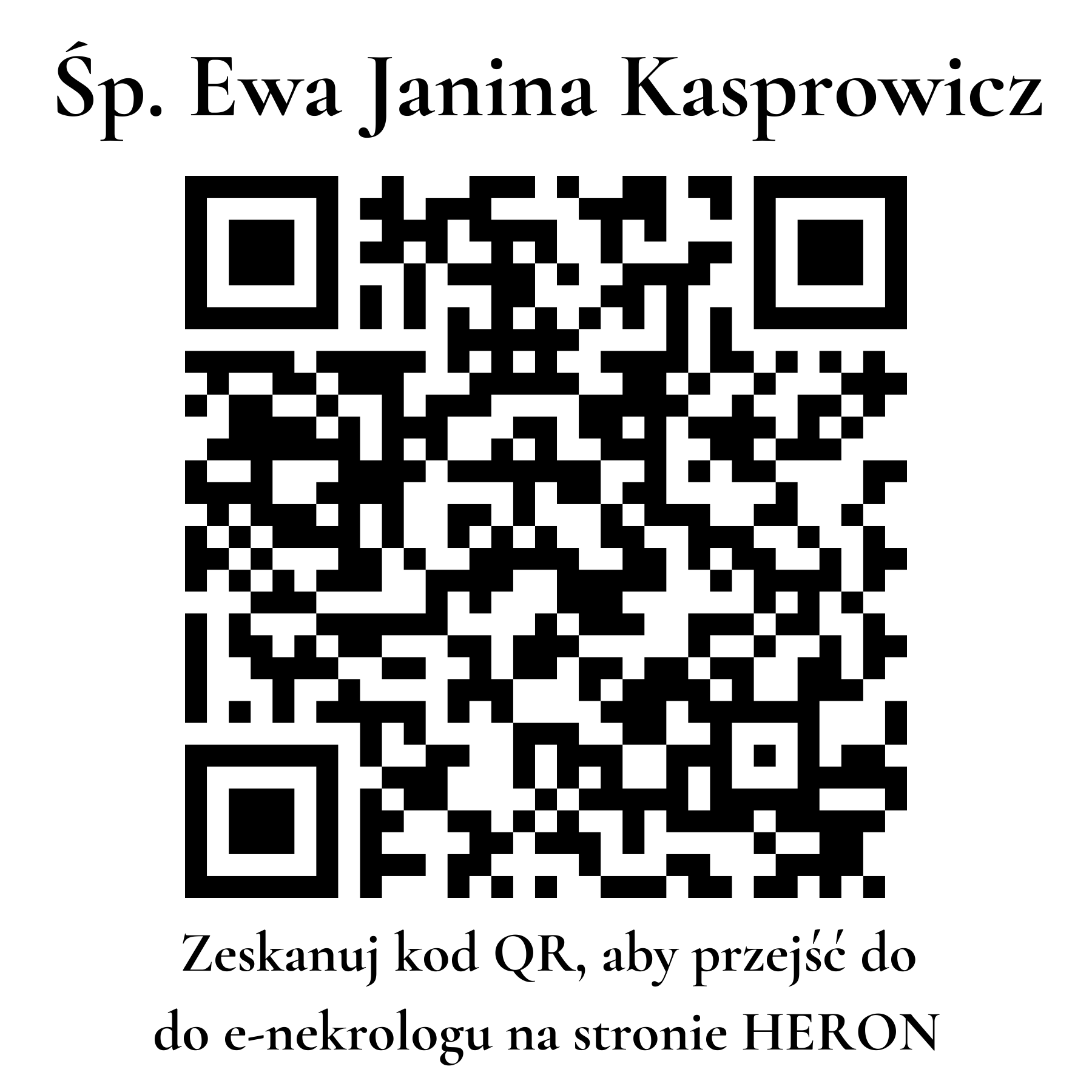 Kod QR do nekrologu Ewa Janina Kasprowicz