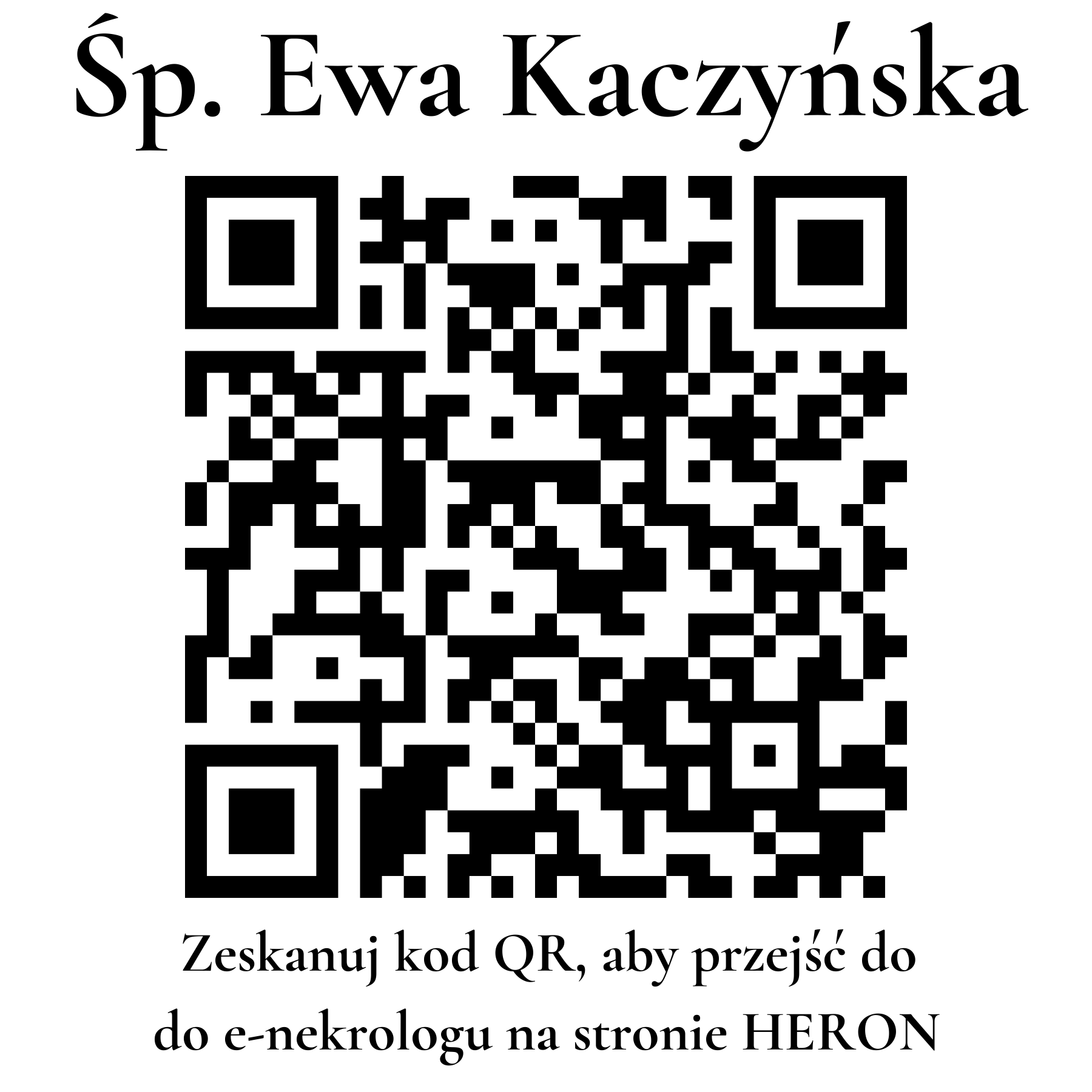 Kod QR do nekrologu Ewa Kaczyńska Kod QR do nekrologu Ewa Kaczyńska