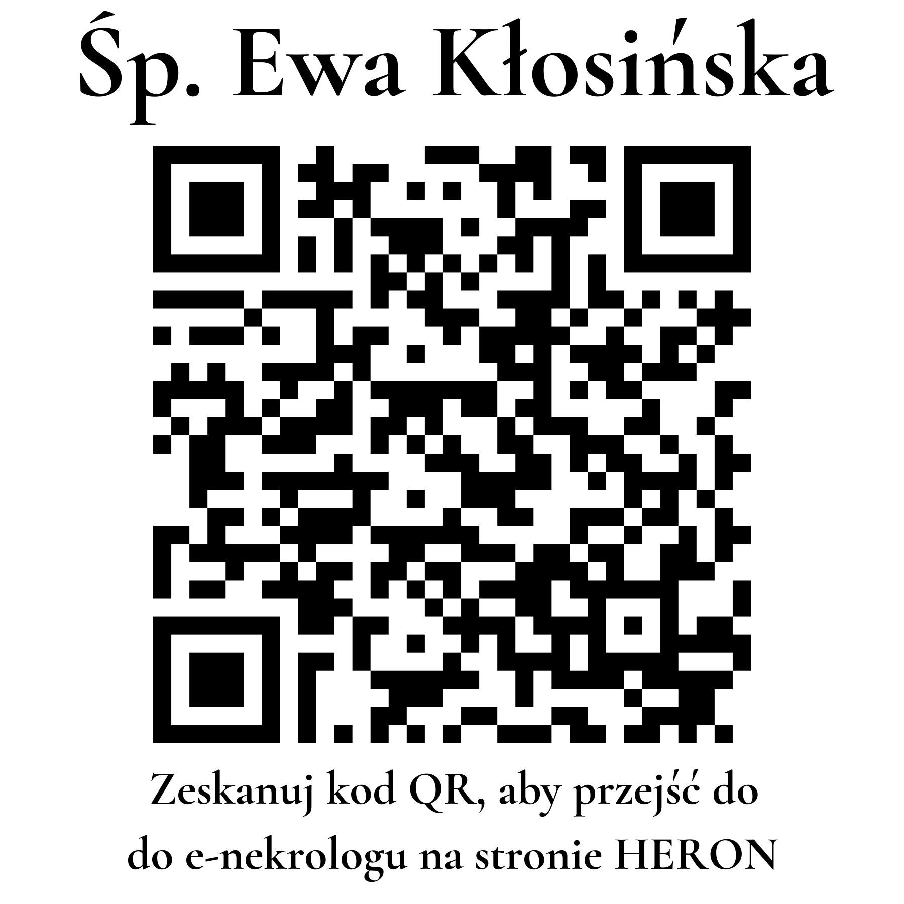 Kod QR do nekrologu Ewa Kłosińska Kod QR do nekrologu Ewa Kłosińska