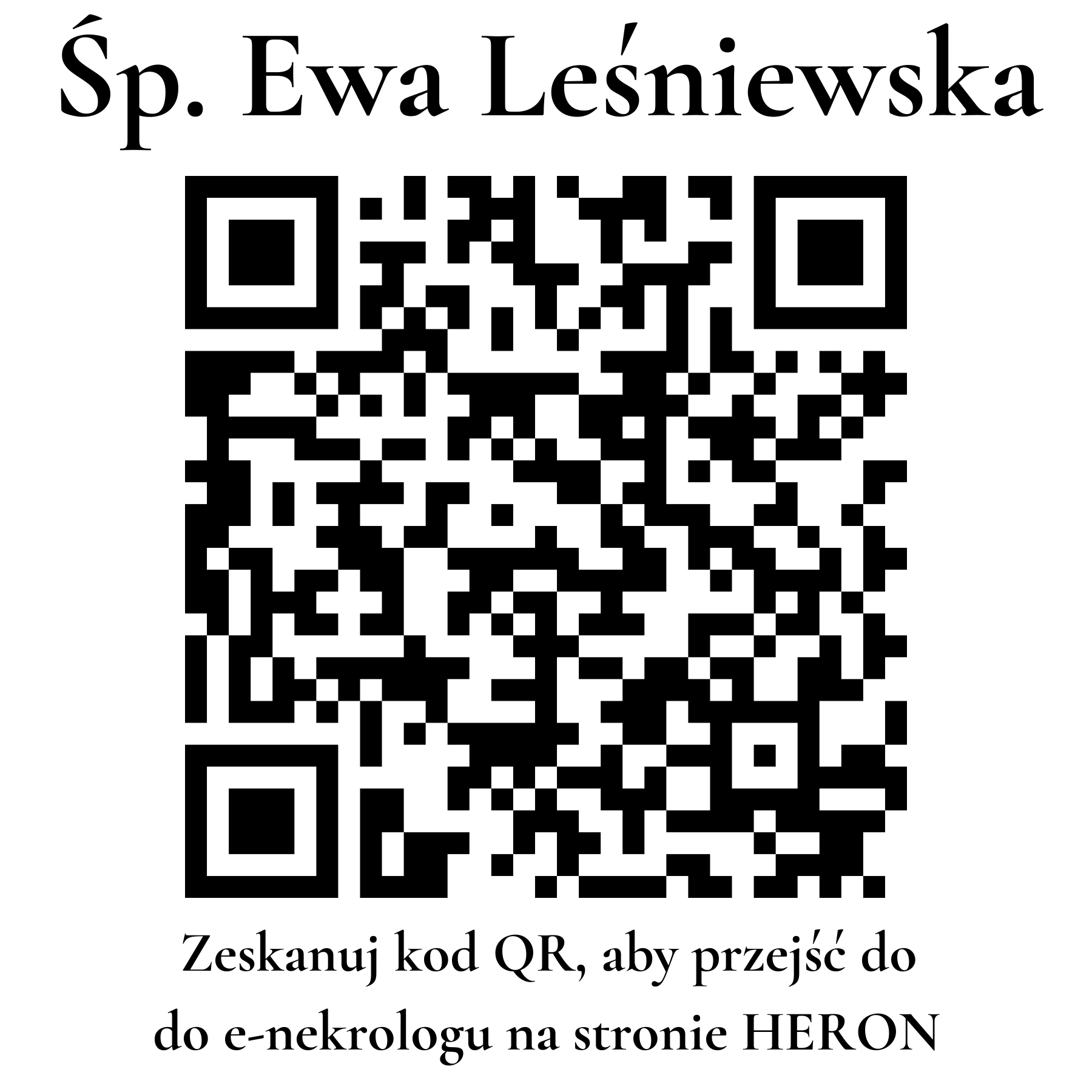 Kod QR do nekrologu Ewa Leśniewska Kod QR do nekrologu Ewa Leśniewska