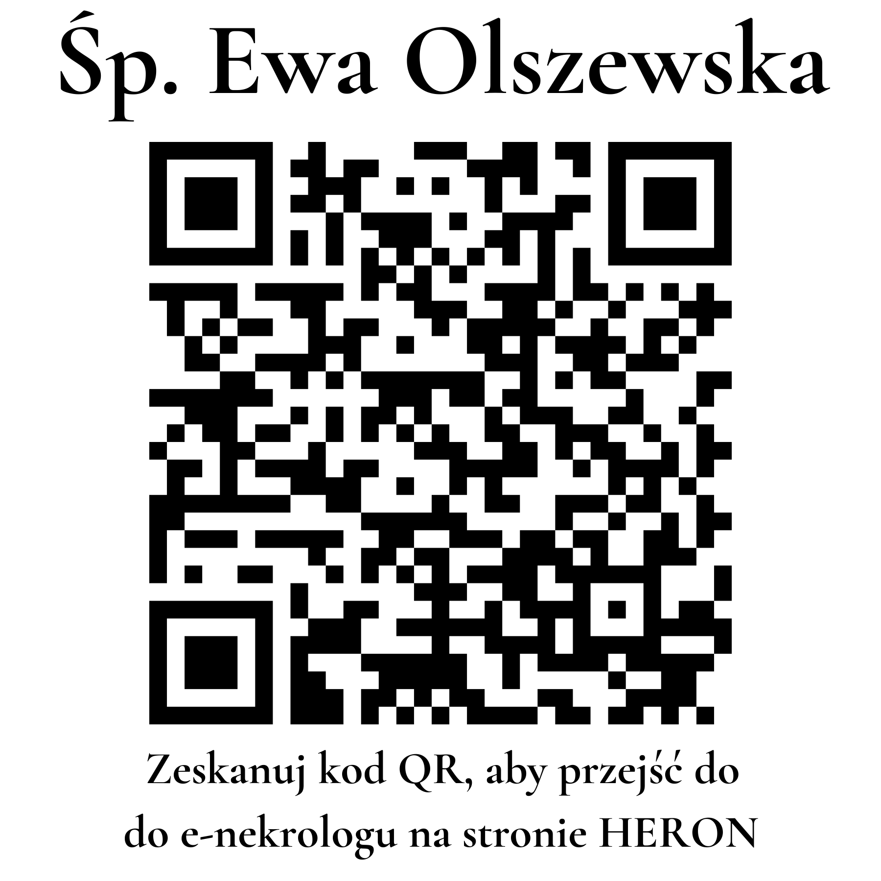 Kod QR do nekrologu Ewa Olszewska Kod QR do nekrologu Ewa Olszewska