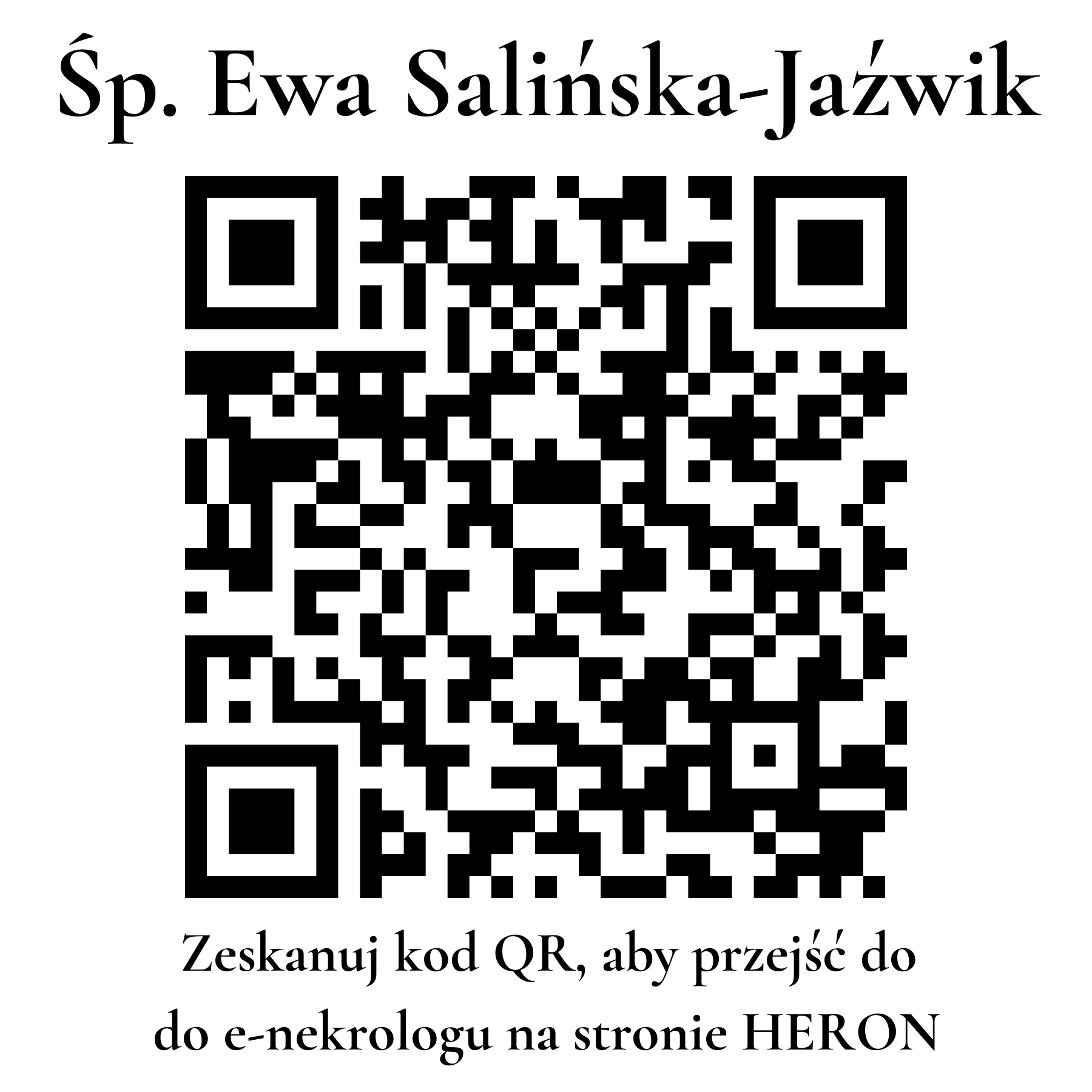 Kod QR do nekrologu Ewa Salińska-Jaźwik Kod QR do nekrologu Ewa Salińska-Jaźwik