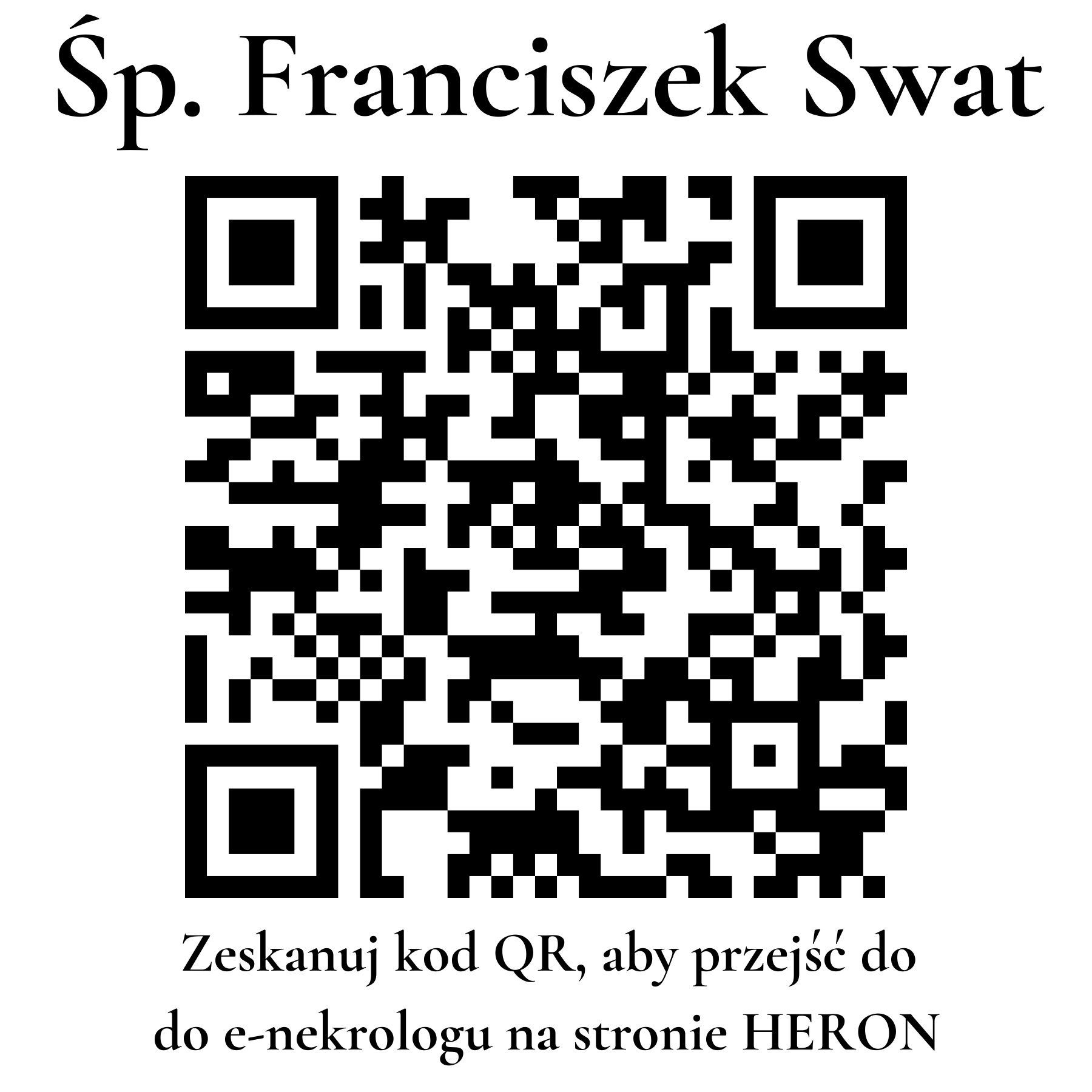 Kod QR do nekrologu Franciszek Swat Kod QR do nekrologu Franciszek Swat