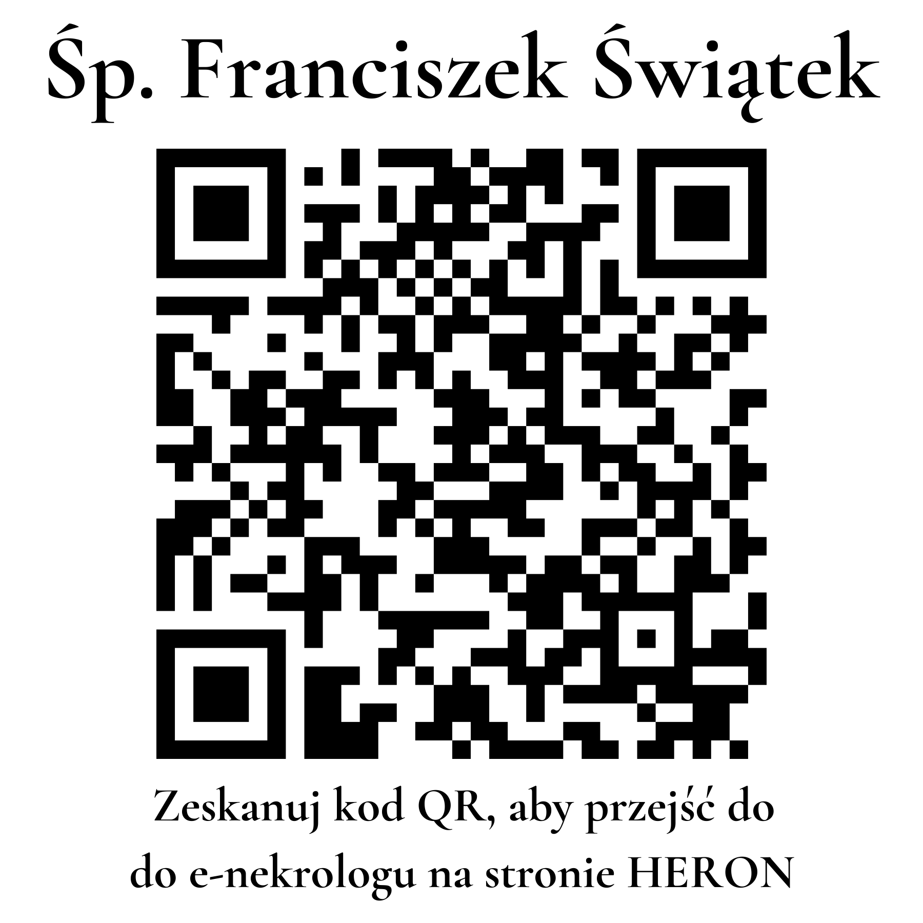 Kod QR do nekrologu Franciszek Świątek Kod QR do nekrologu Franciszek Świątek