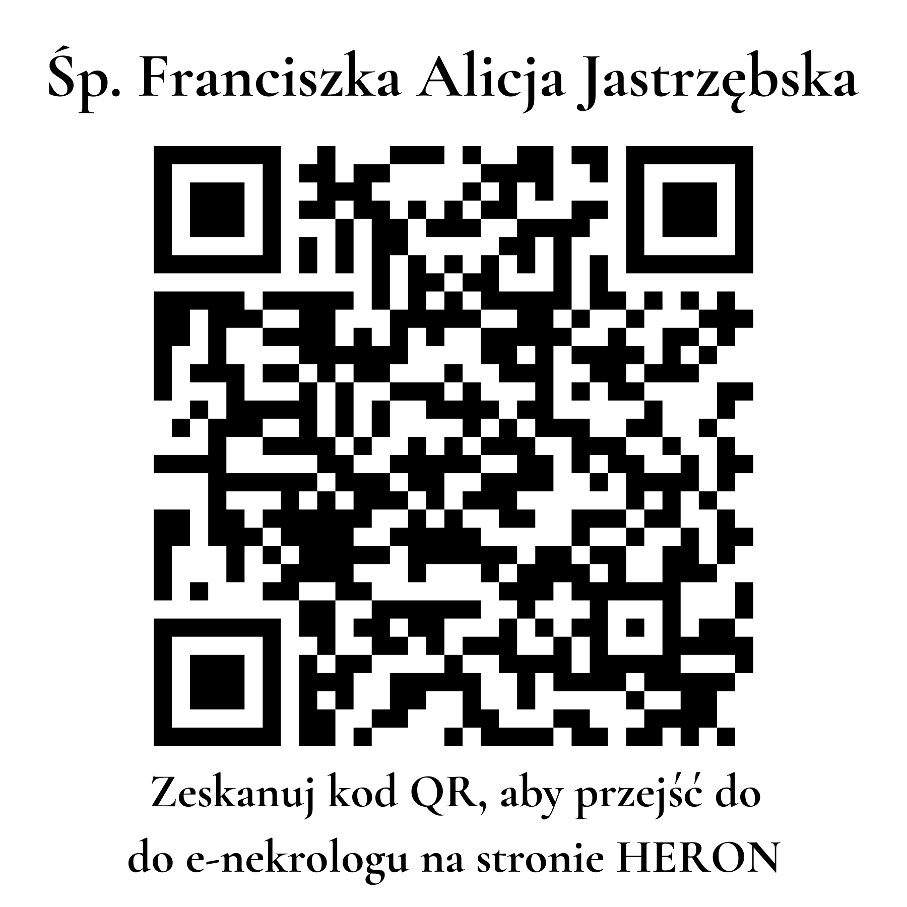 Kod QR do nekrologu Franciszka Alicja Jastrzębska Kod QR do nekrologu Franciszka Alicja Jastrzębska