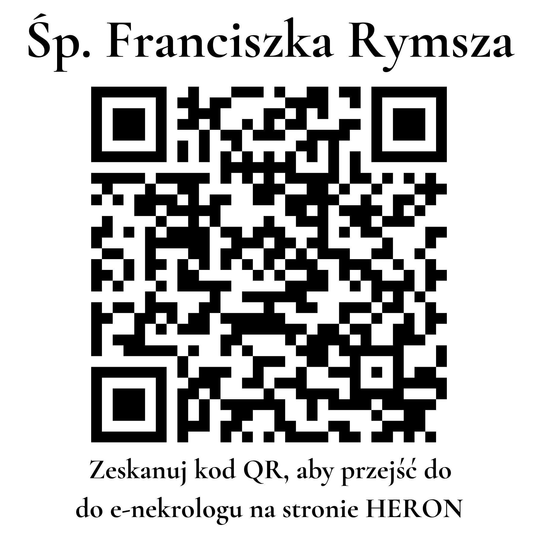 Kod QR do nekrologu Franciszka Rymsza