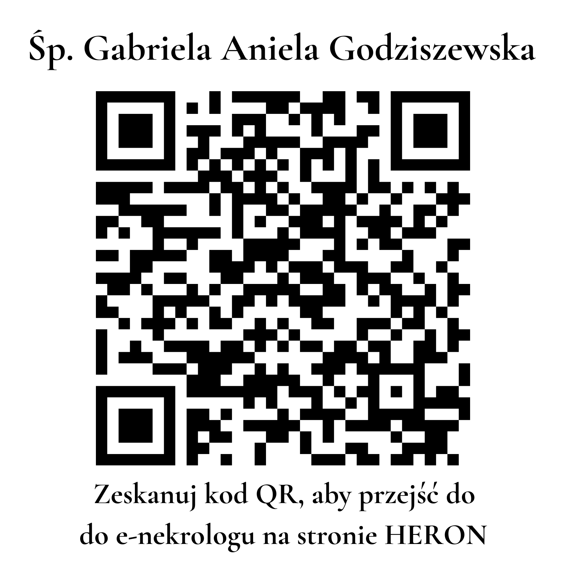 Kod QR do nekrologu Gabriela Aniela Godziszewska
