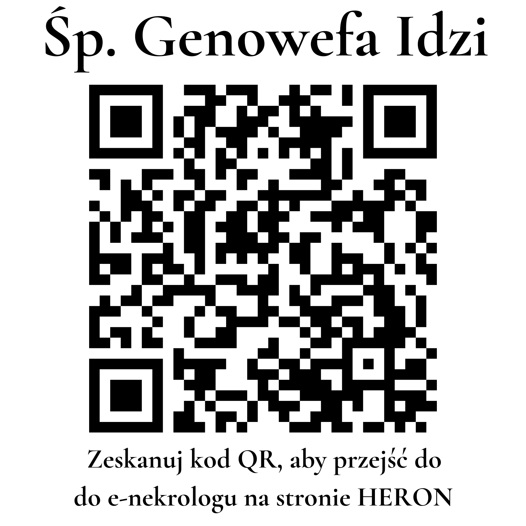 Kod QR do nekrologu Genowefa Idzi Kod QR do nekrologu Genowefa Idzi