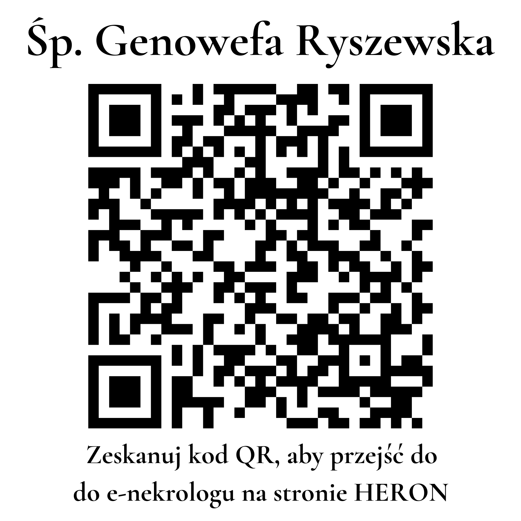 Kod QR do nekrologu Genowefa Ryszewska Kod QR do nekrologu Genowefa Ryszewska