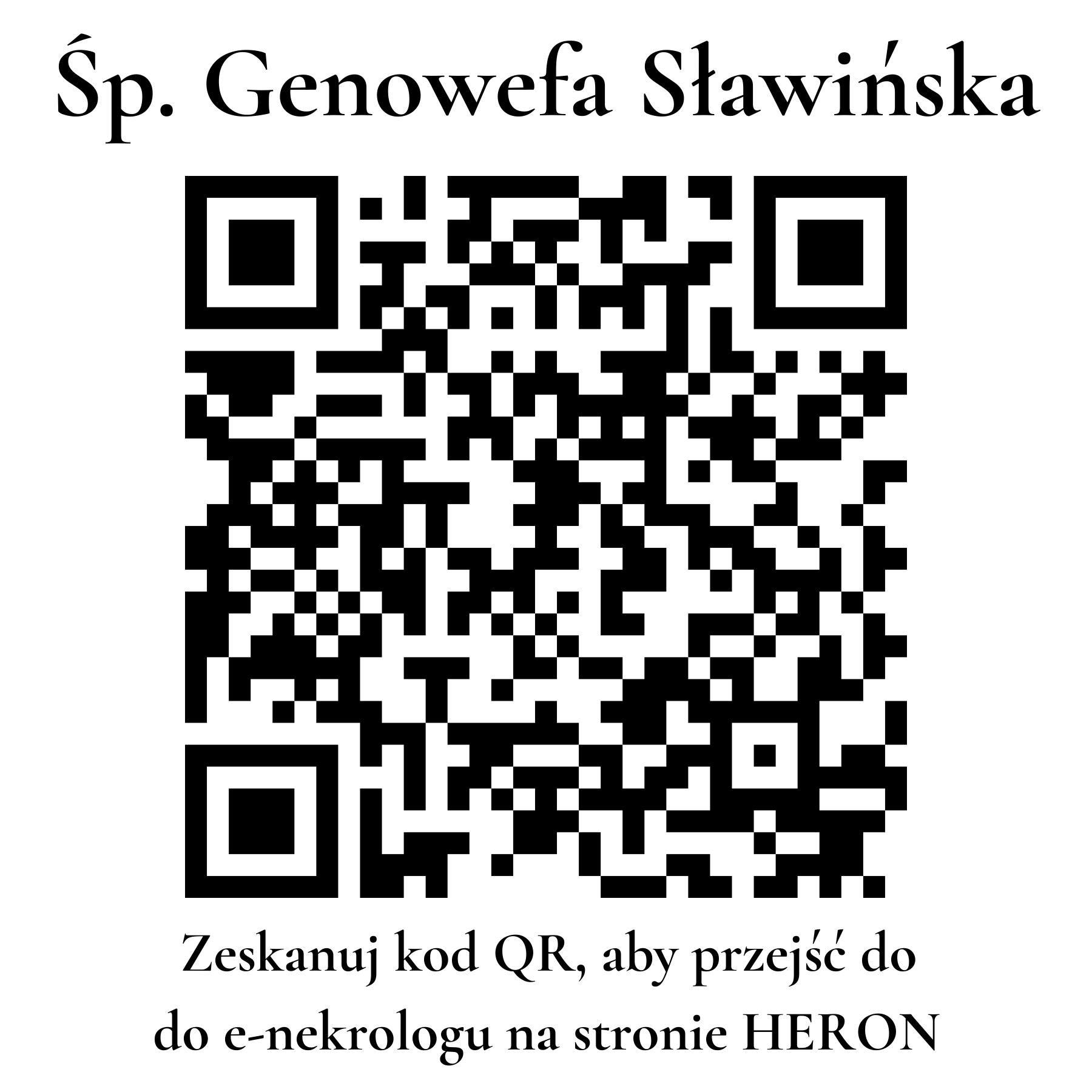 Kod QR do nekrologu Genowefa Sławińska Kod QR do nekrologu Genowefa Sławińska