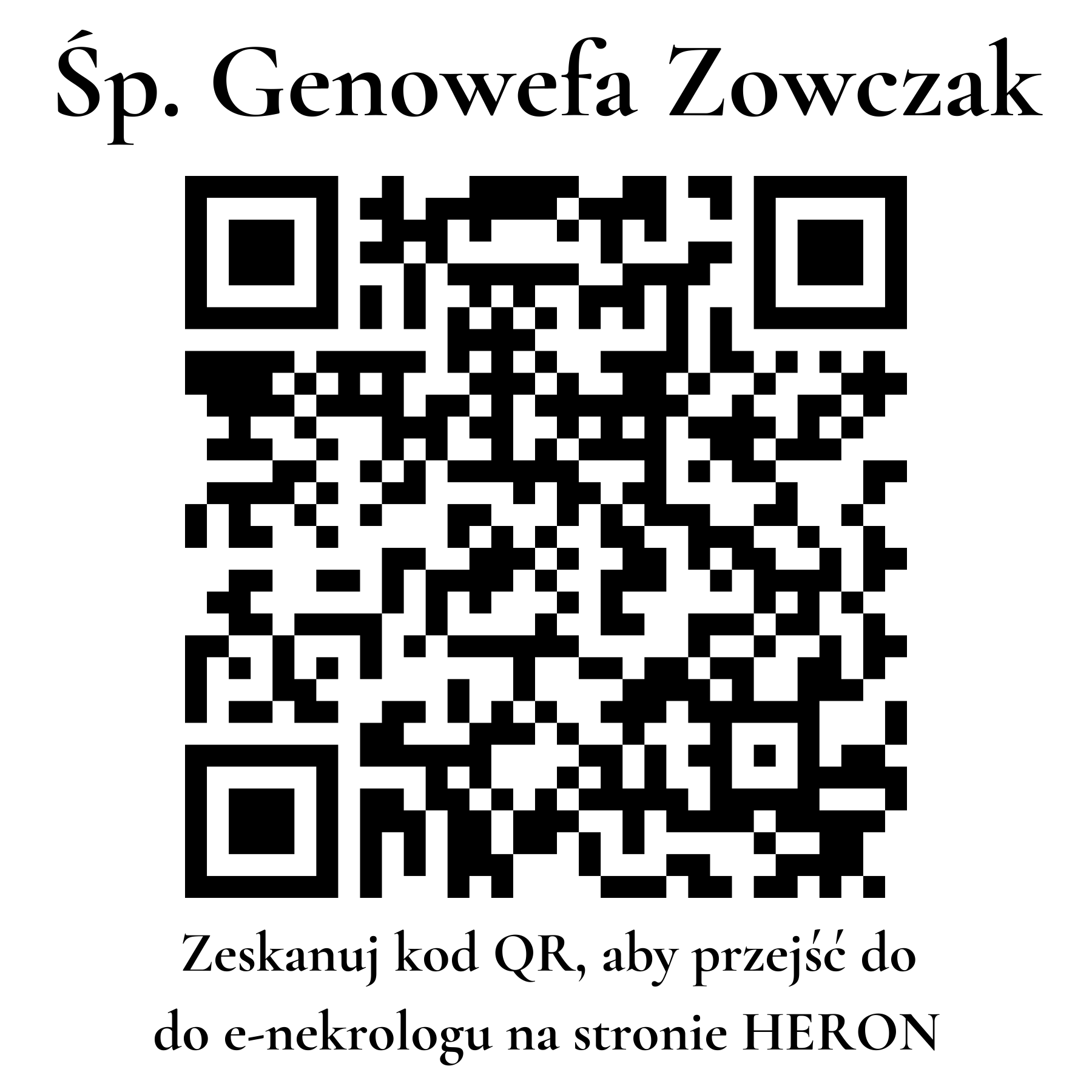 Kod QR do nekrologu Genowefa Zowczak Kod QR do nekrologu Genowefa Zowczak
