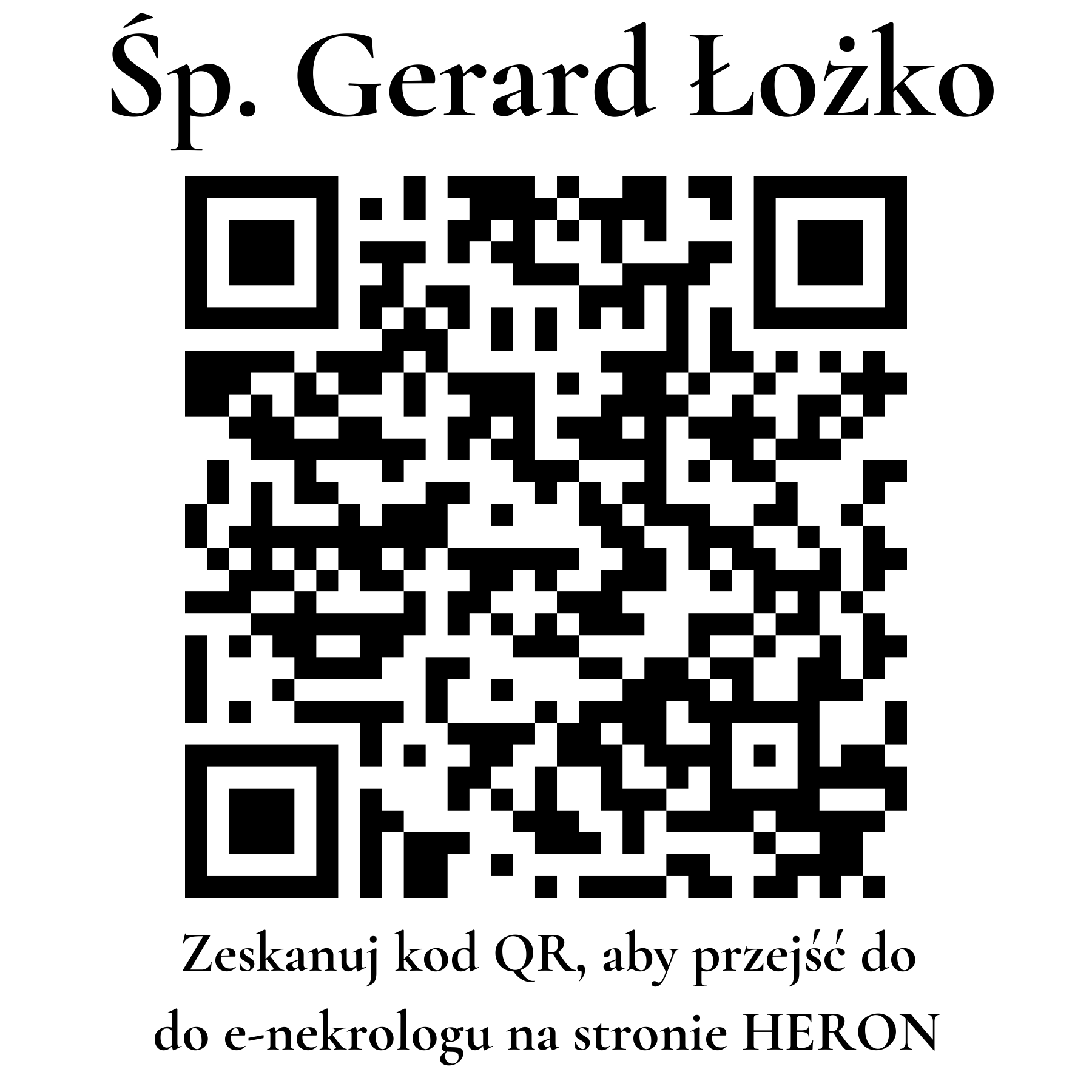 Kod QR do nekrologu Gerard Łożko Kod QR do nekrologu Gerard Łożko