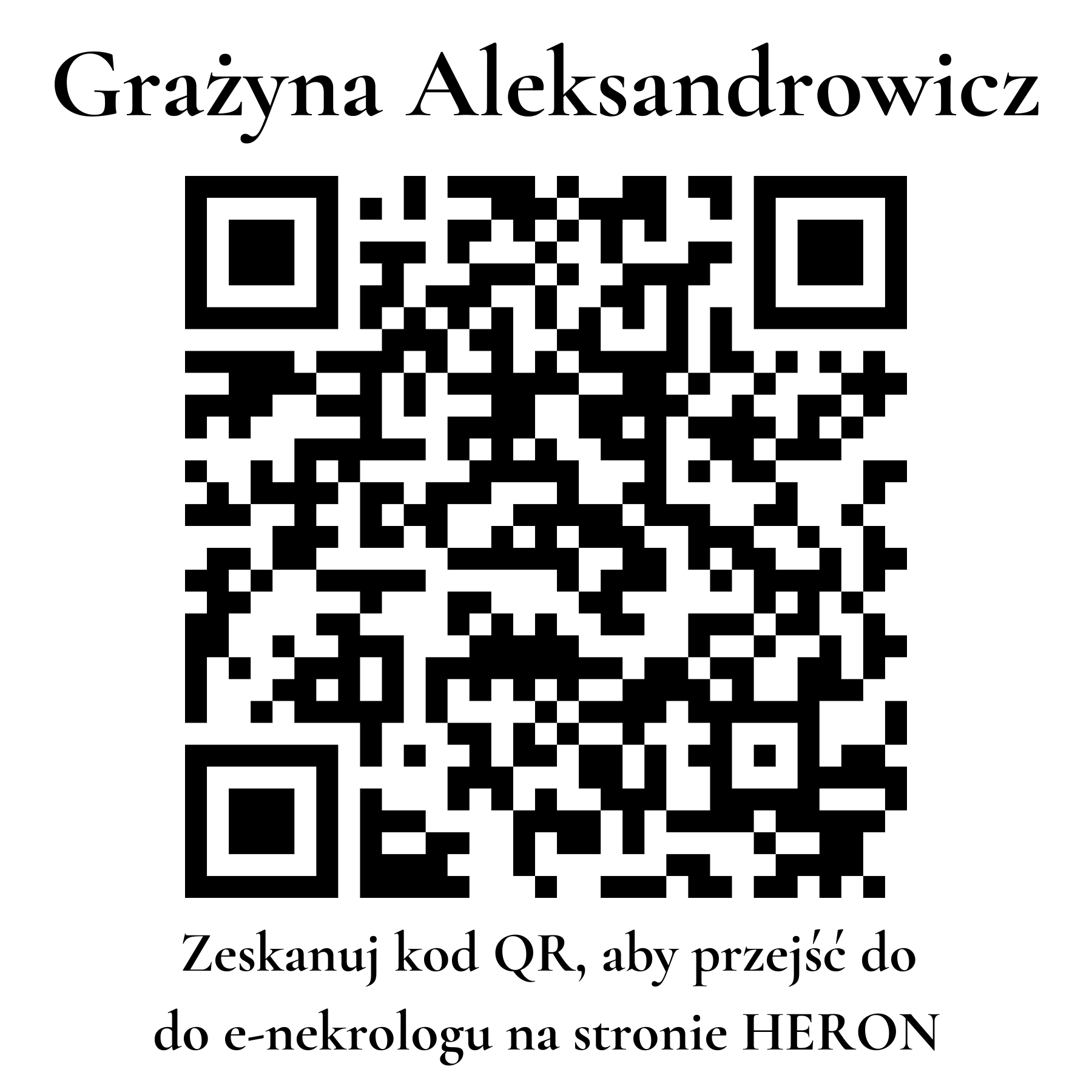 Kod QR do nekrologu Grażyna Aleksandrowicz