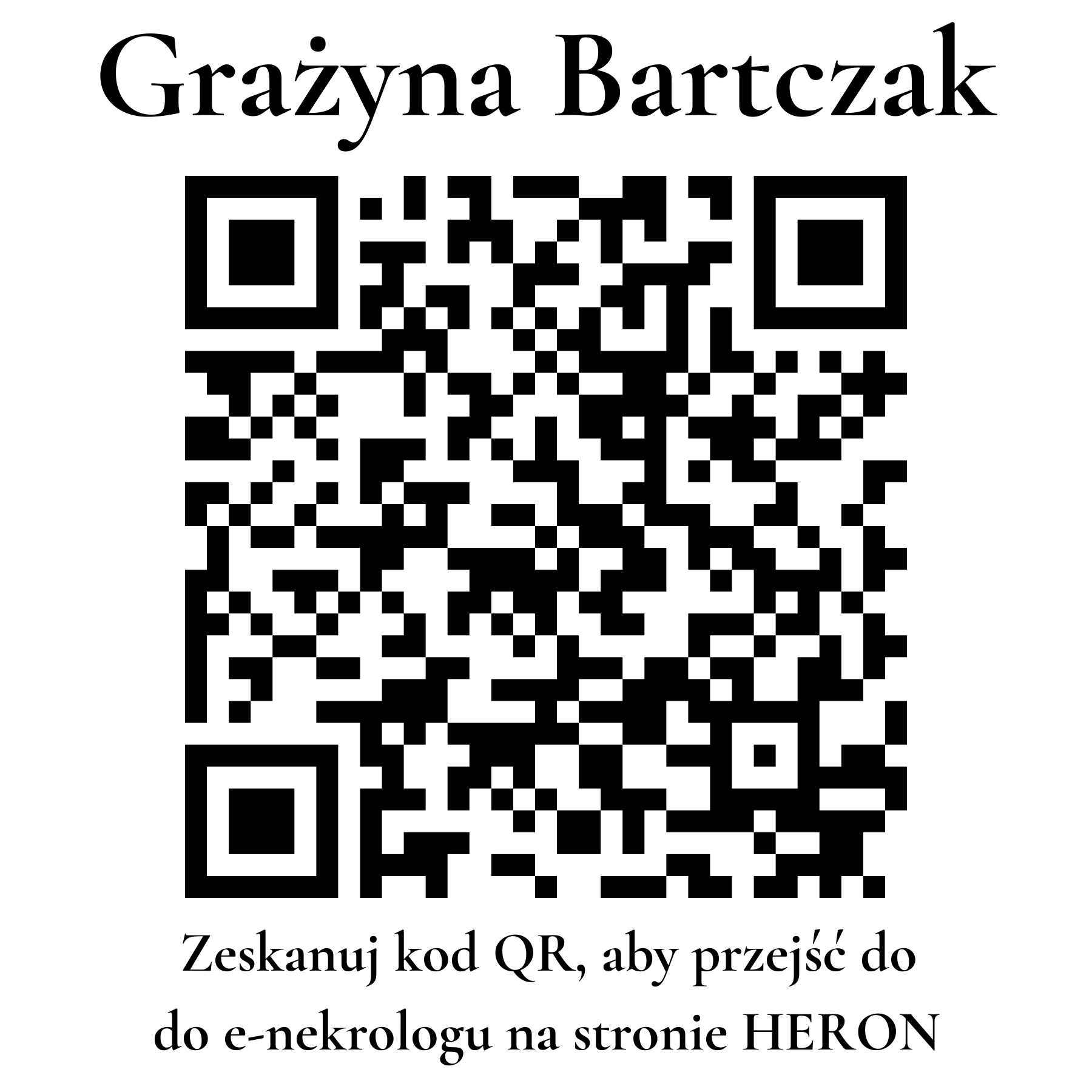 Kod QR do nekrologu Grażyna Bartczak