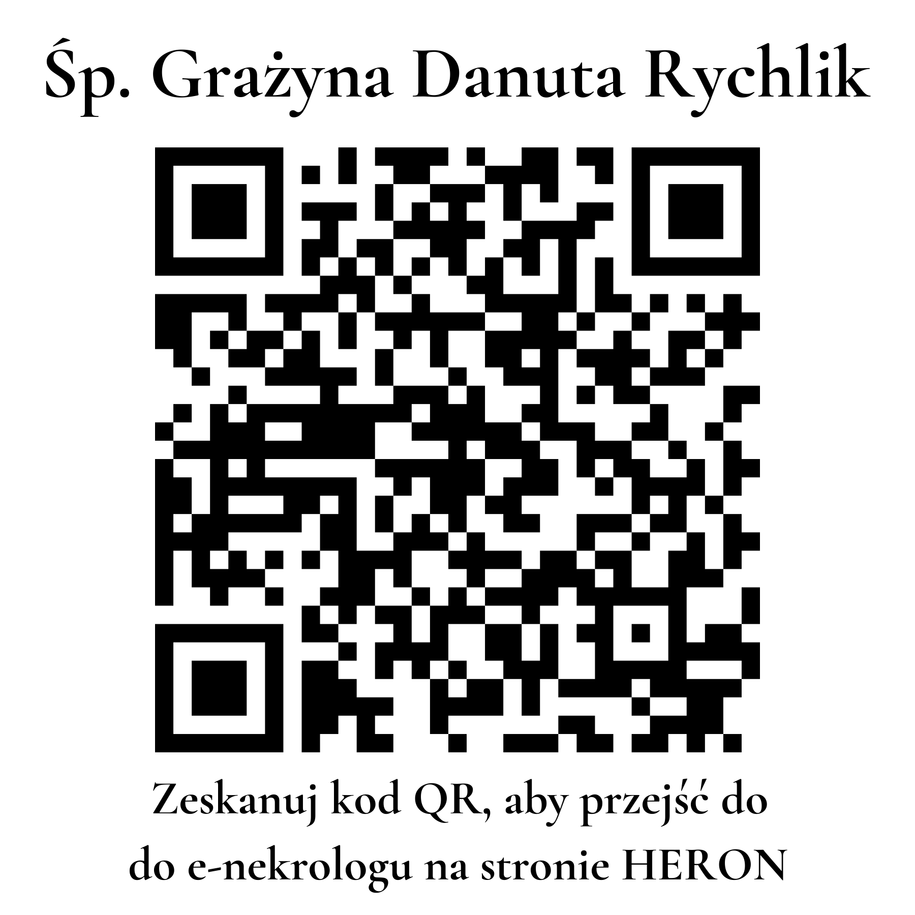 Kod QR do nekrologu Grażyna Danuta Rychlik Kod QR do nekrologu Grażyna Danuta Rychlik