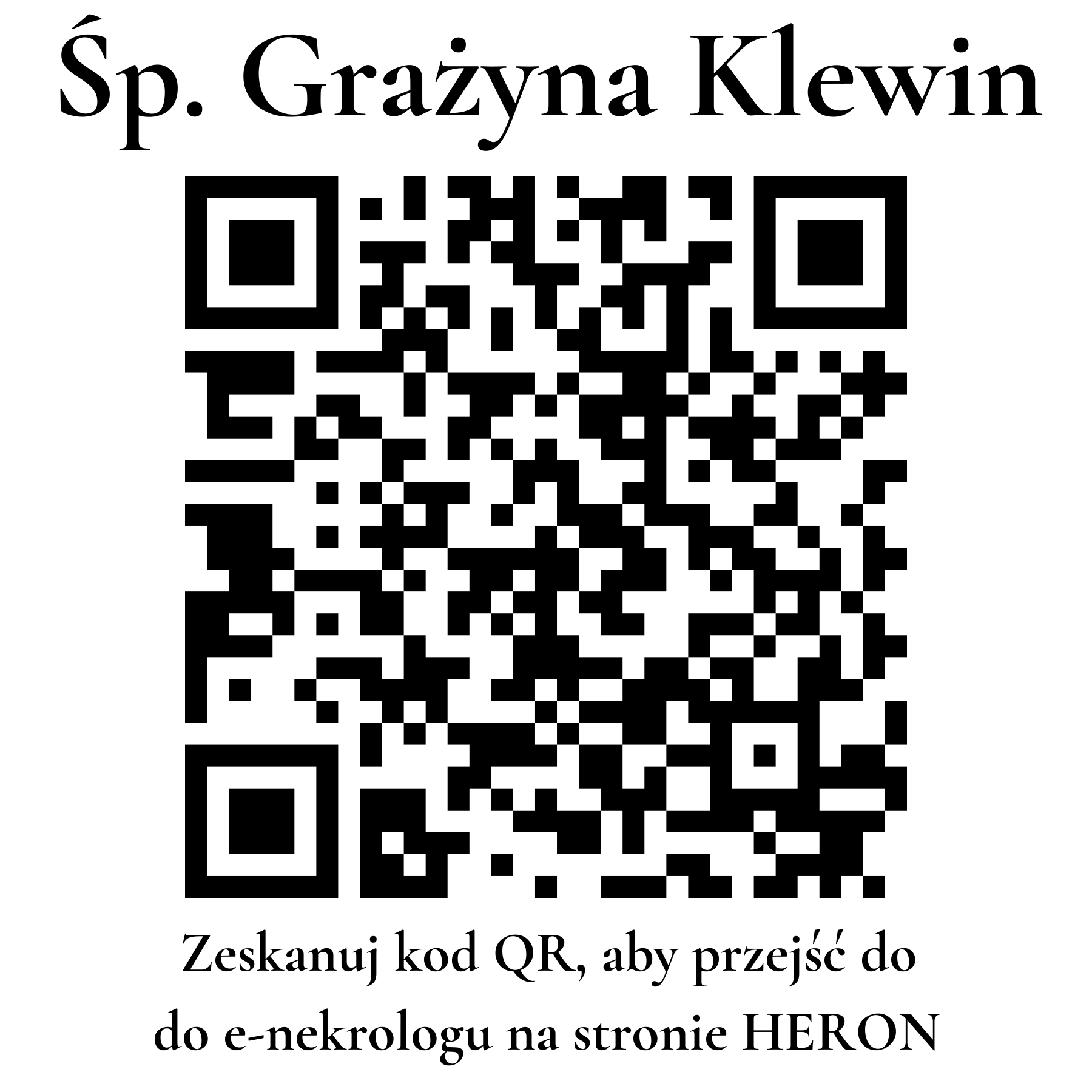 Kod QR do nekrologu Grażyna Klewin