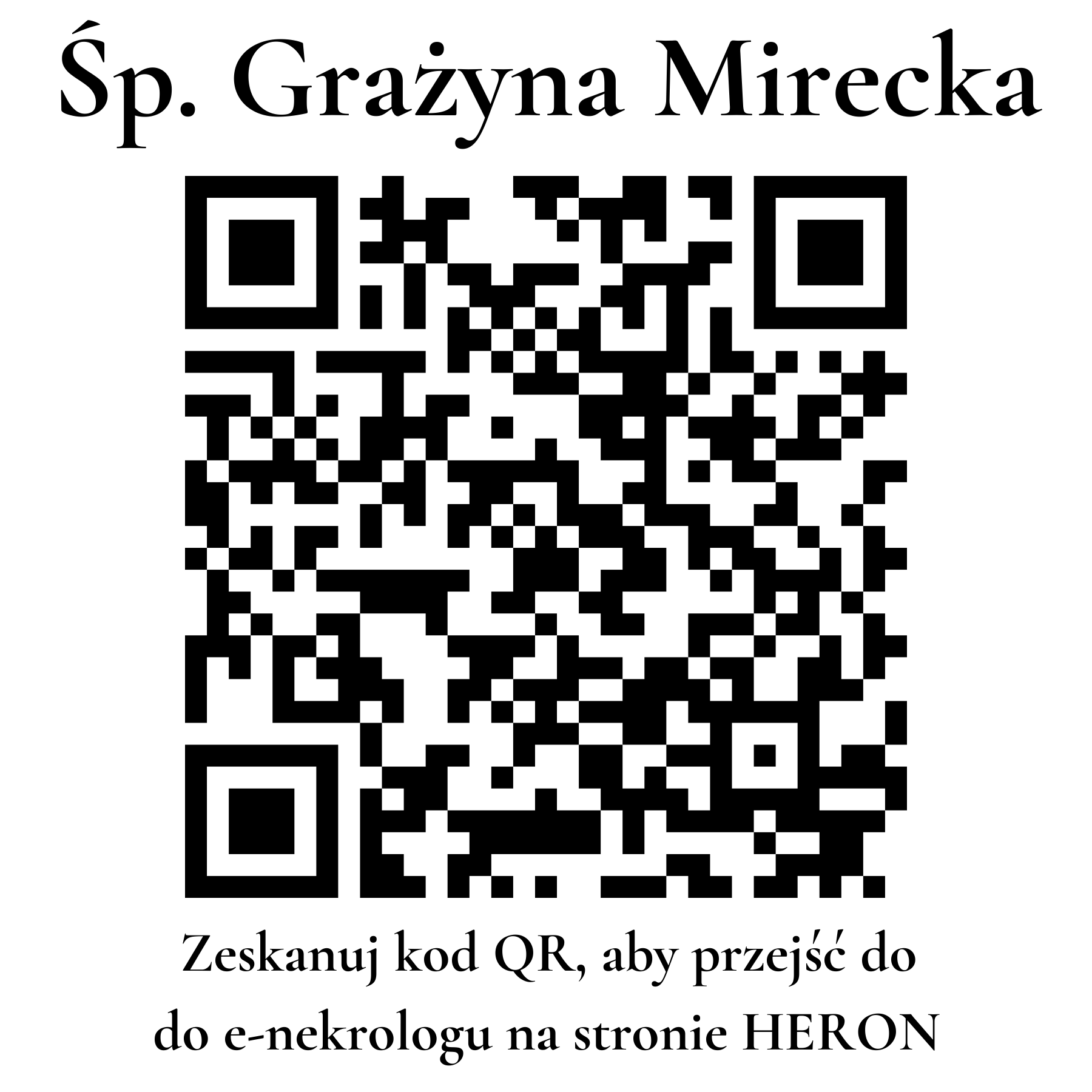 Kod QR do nekrologu Grażyna Mirecka Kod QR do nekrologu Grażyna Mirecka