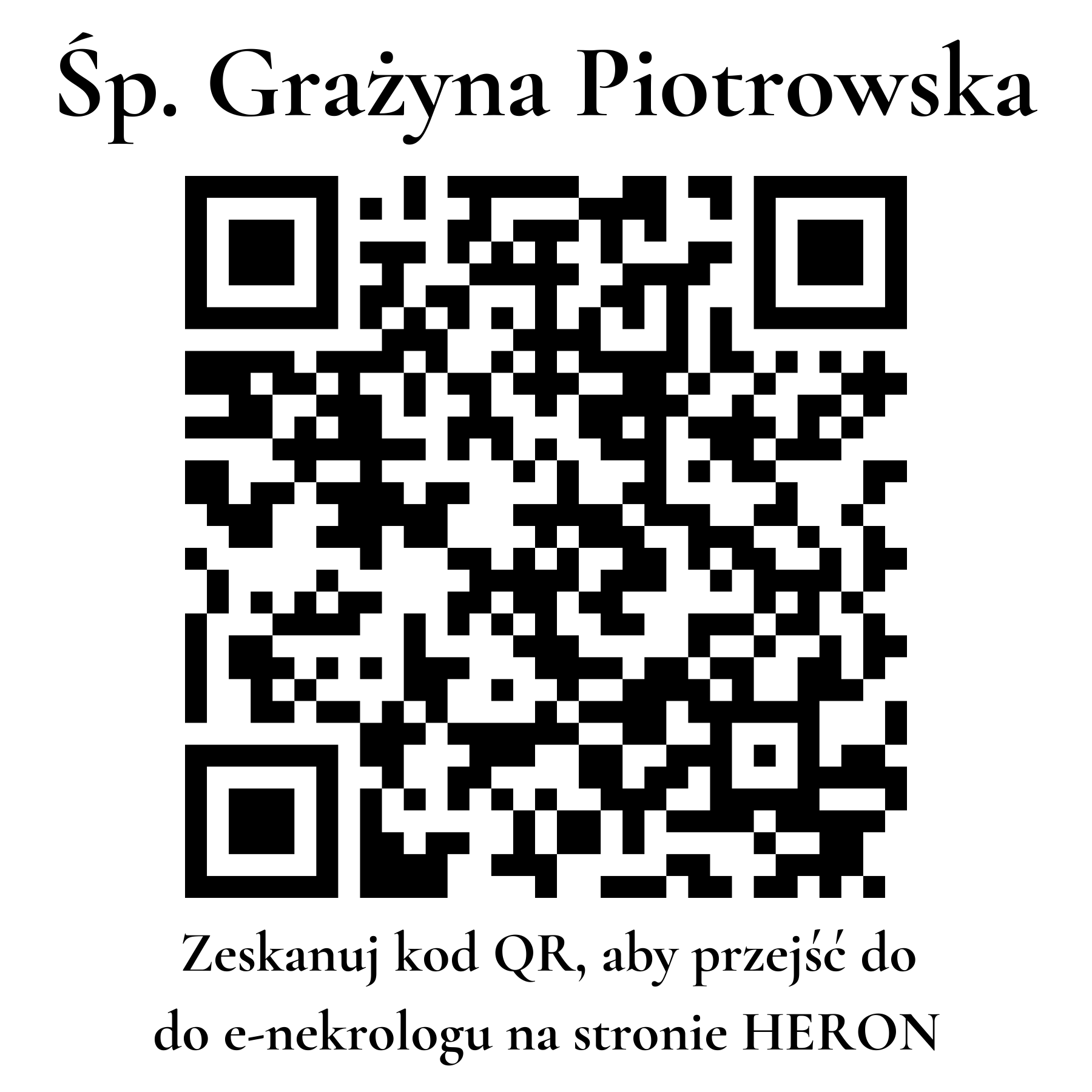 Kod QR do nekrologu Grażyna Piotrowska Kod QR do nekrologu Grażyna Piotrowska