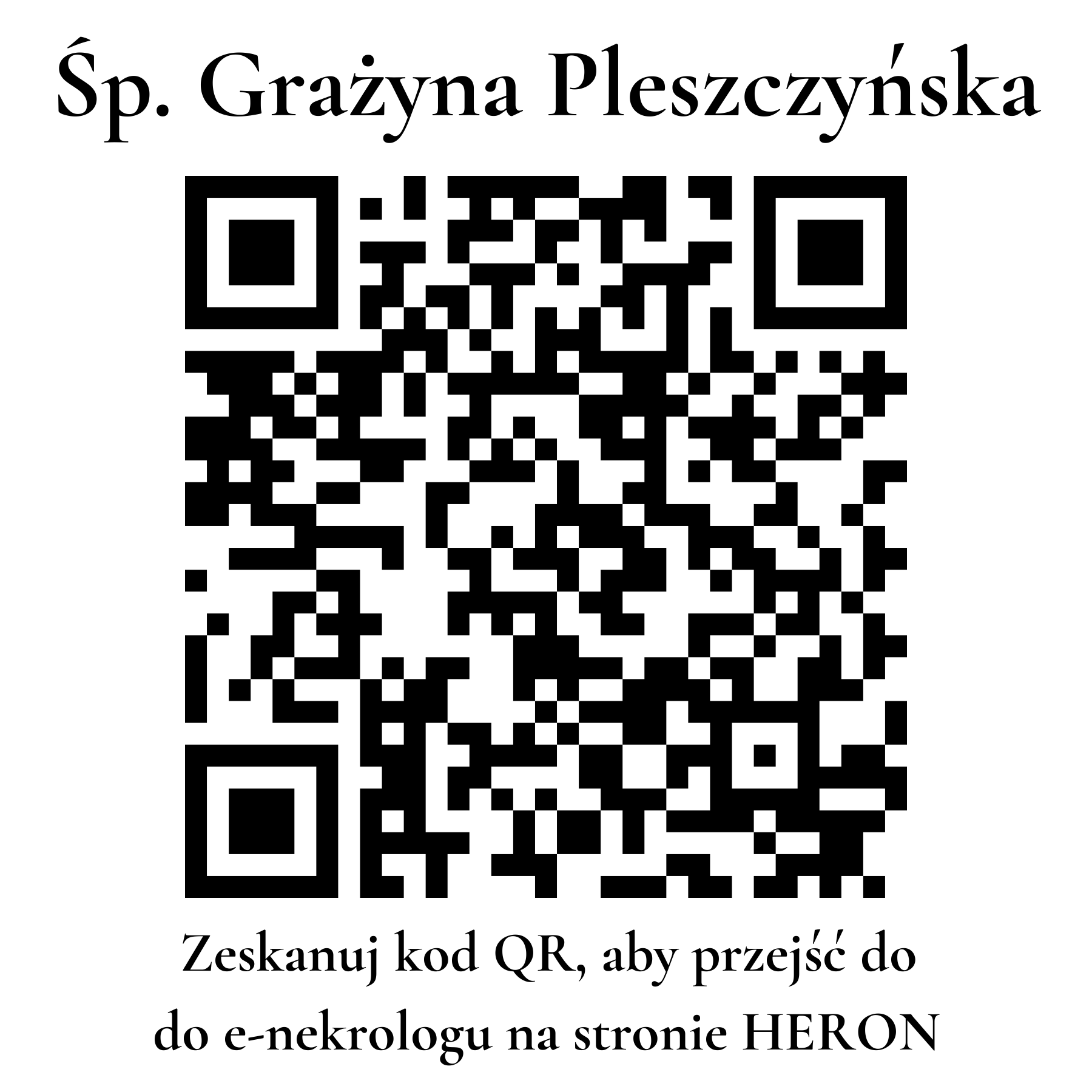 Kod QR do nekrologu Grażyna Pleszczyńska Kod QR do nekrologu Grażyna Pleszczyńska