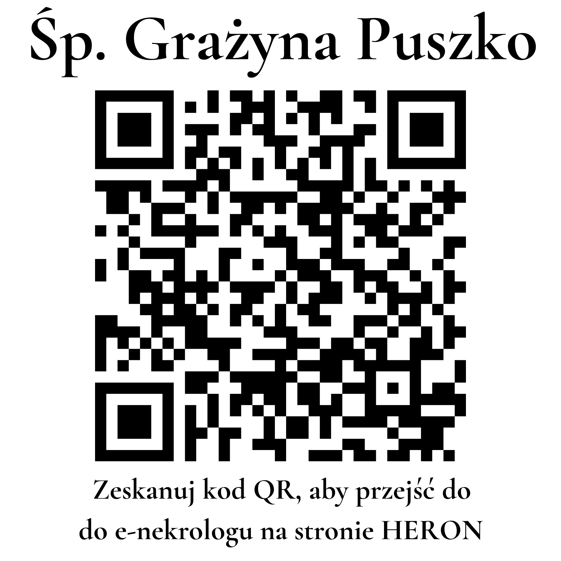 Kod QR do nekrologu Grażyna Puszko Kod QR do nekrologu Grażyna Puszko