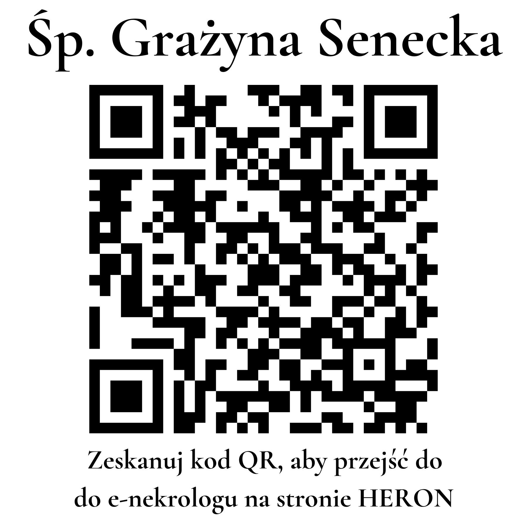 Kod QR do nekrologu Grażyna Senecka Kod QR do nekrologu Grażyna Senecka