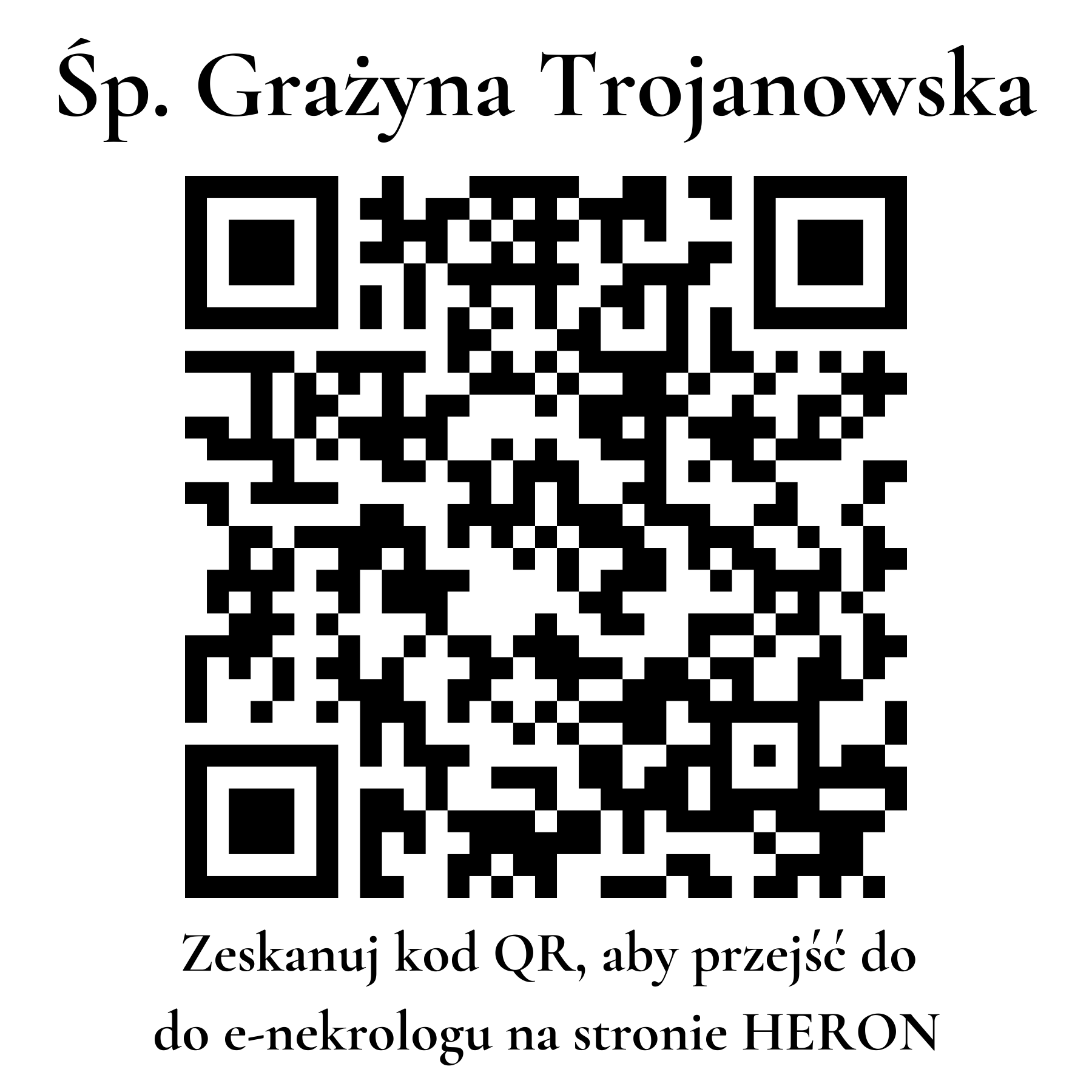 Kod QR do nekrologu Grażyna Trojanowska