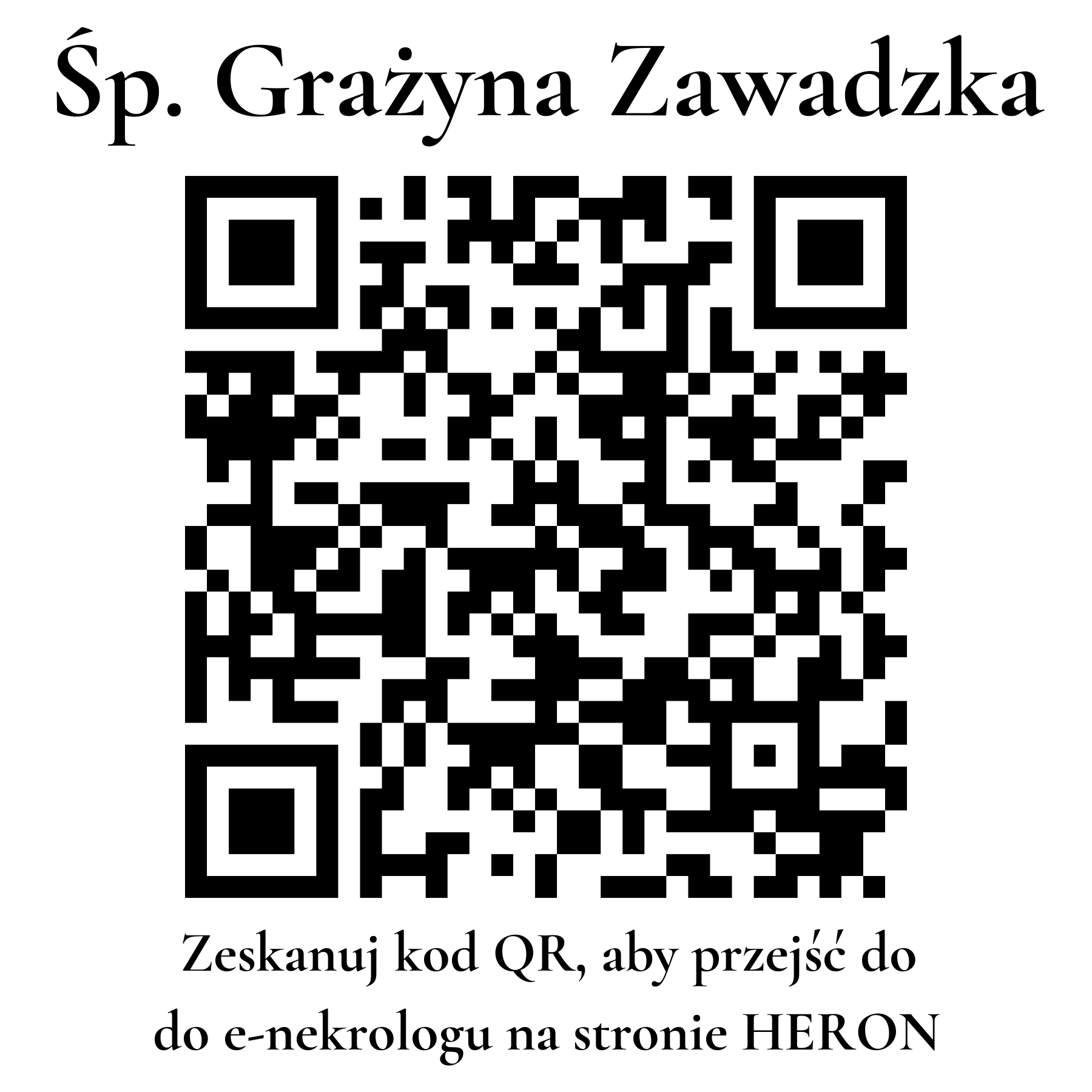 Kod QR do nekrologu Grażyna Zawadzka