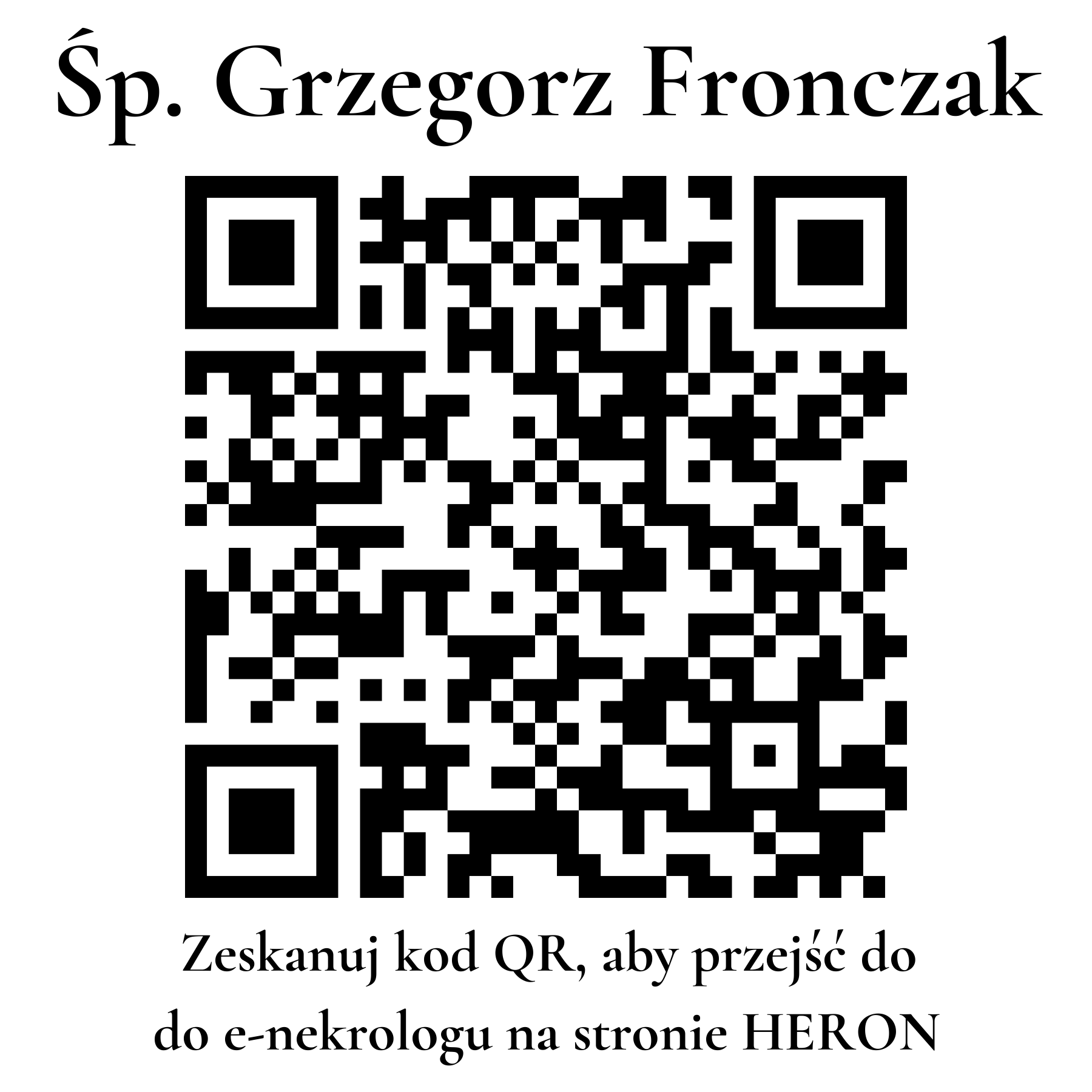 Kod QR do nekrologu Grzegorz Fronczak Kod QR do nekrologu Grzegorz Fronczak