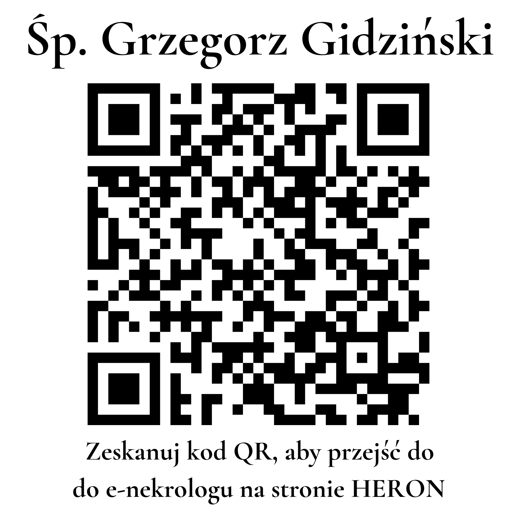 Kod QR do nekrologu Grzegorz Gidziński Kod QR do nekrologu Grzegorz Gidziński