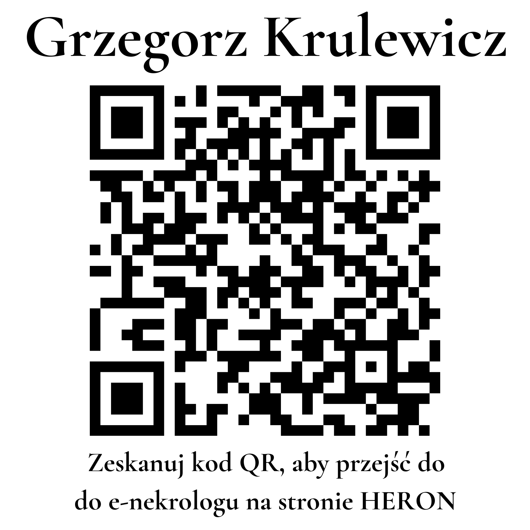 Kod QR do nekrologu Grzegorz Krulewicz