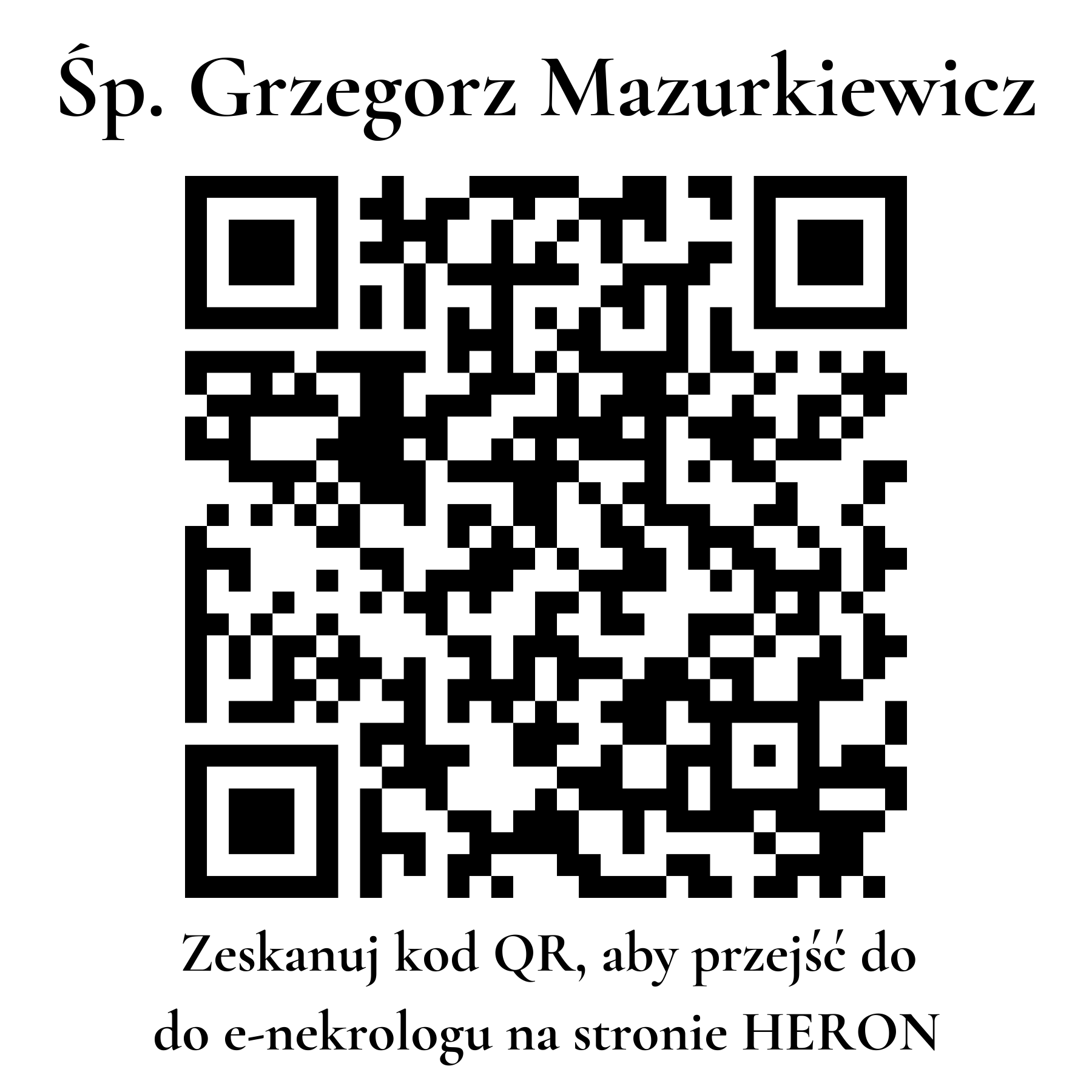 Kod QR do nekrologu Grzegorz Mazurkiewicz