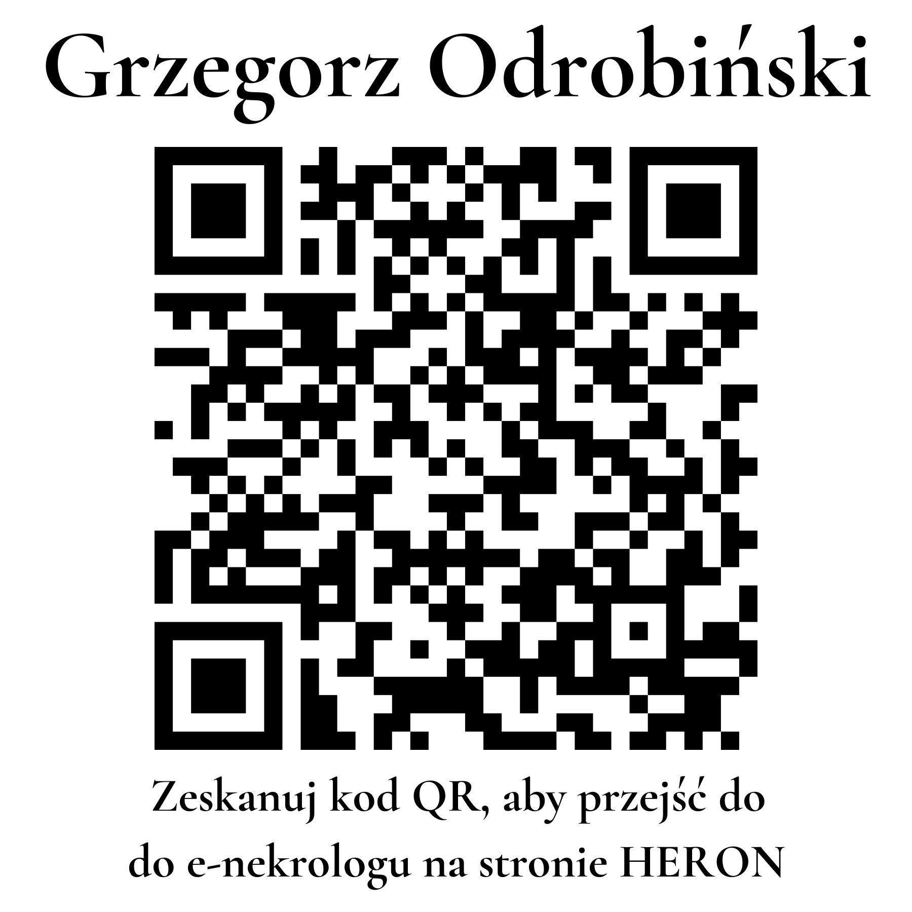 Kod QR do nekrologu Grzegorz Odrobiński Kod QR do nekrologu Grzegorz Odrobiński
