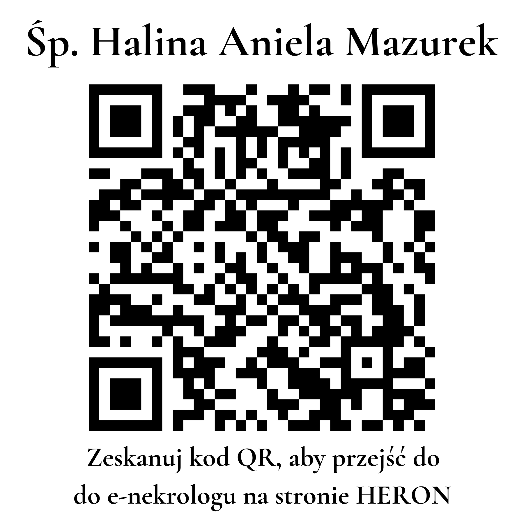 Kod QR do nekrologu Halina Aniela Mazurek