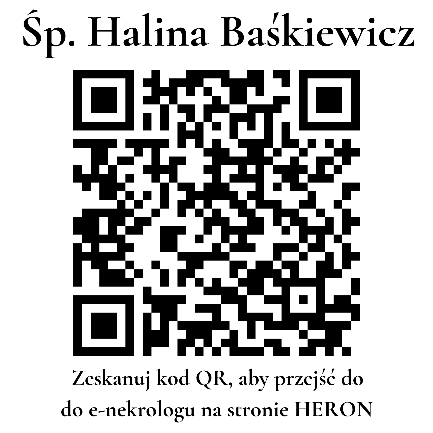 Kod QR do nekrologu Halina Baśkiewicz Kod QR do nekrologu Halina Baśkiewicz