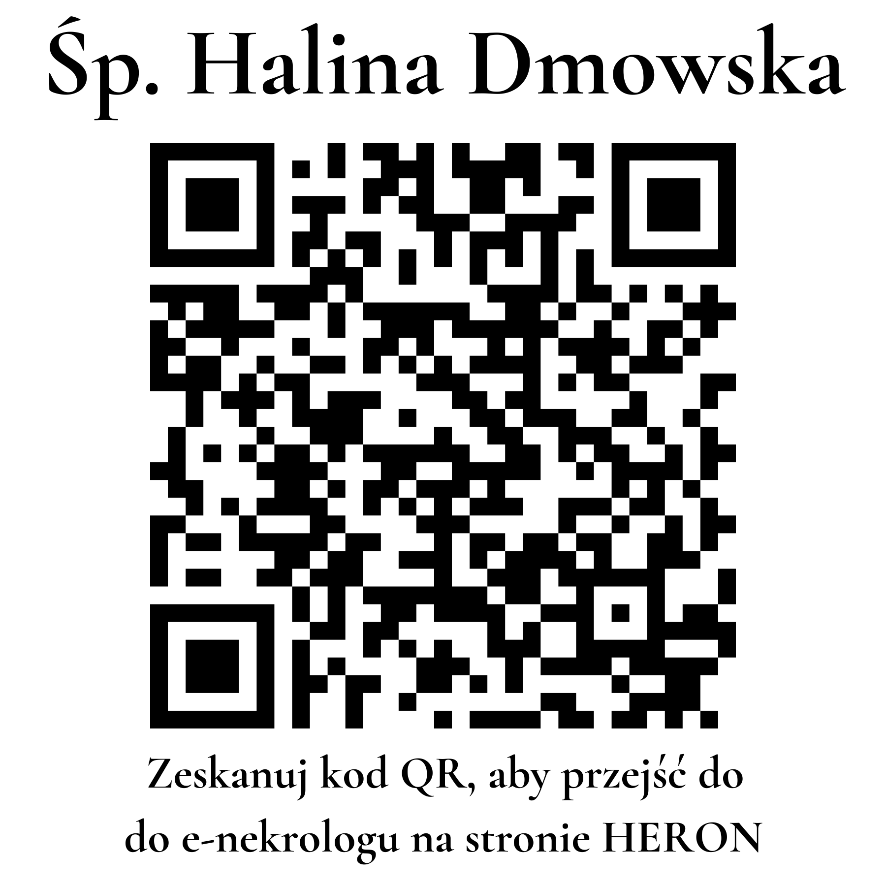 Kod QR do nekrologu Halina Dmowska Kod QR do nekrologu Halina Dmowska